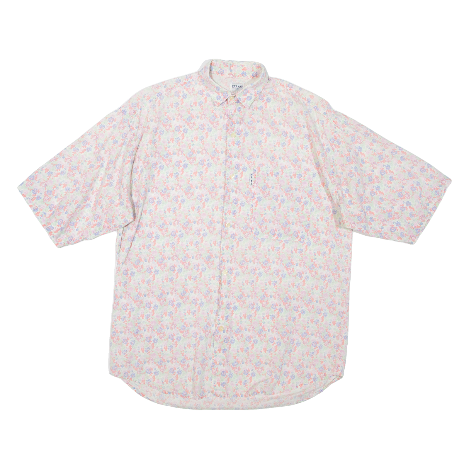 NAF Womens Printed Shirt Pink Collared Floral M Refurbished - N/A refurbished available on Cerqular