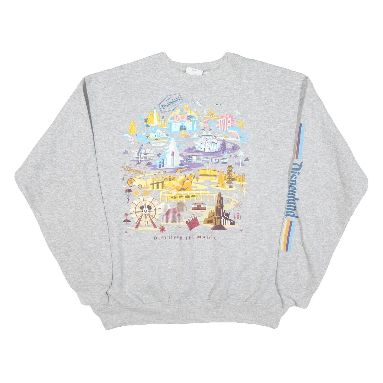 HANES Mens Grey Disneyland Crew Neck XL Graphic Print Sweatshirt Comfortable Refurbished - N/A refurbished available on Cerqular