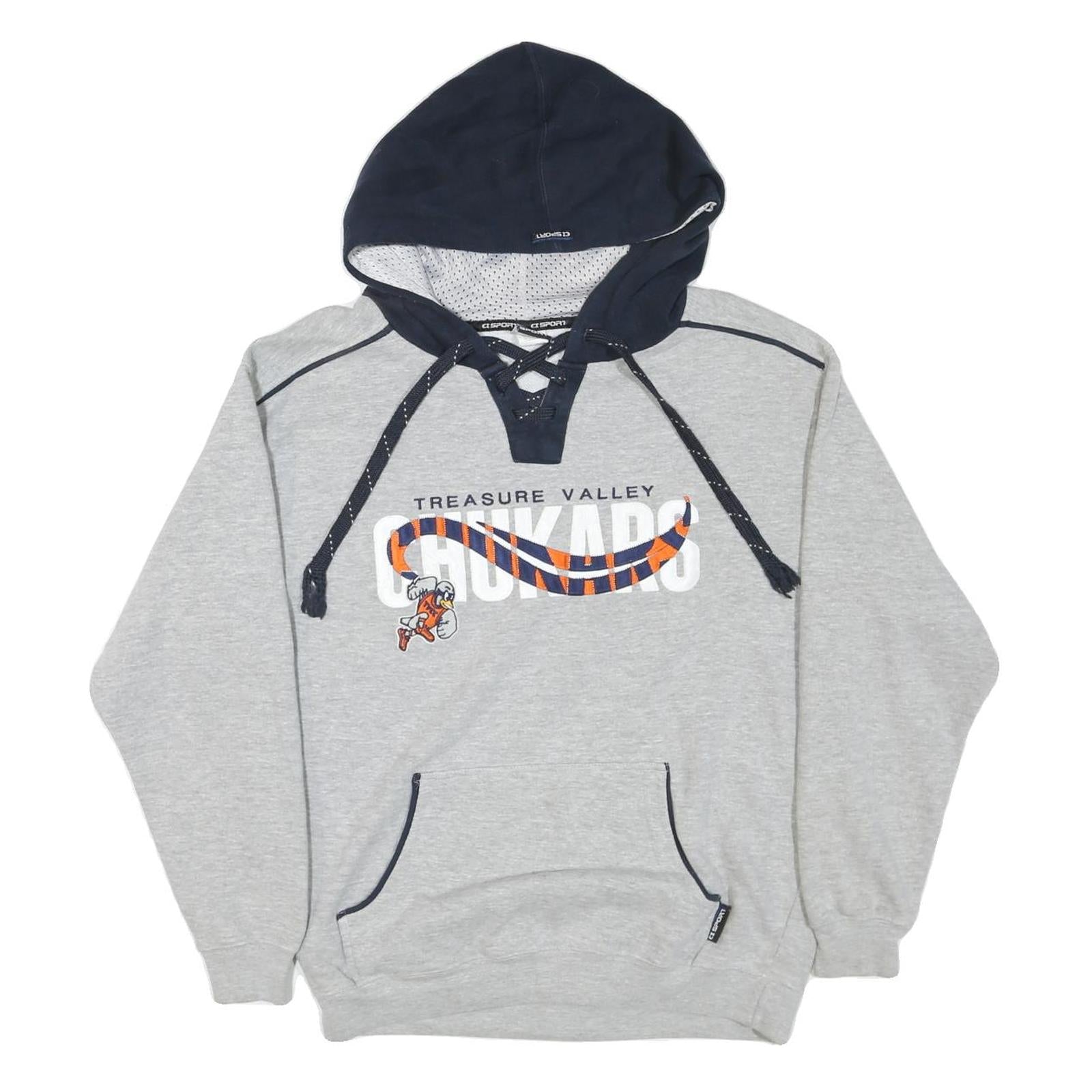 SPORT Mens Grey & Navy Treasure Valley Chukars Hoodie S Cotton Blend Sportswear Refurbished - N/A refurbished available on Cerqular