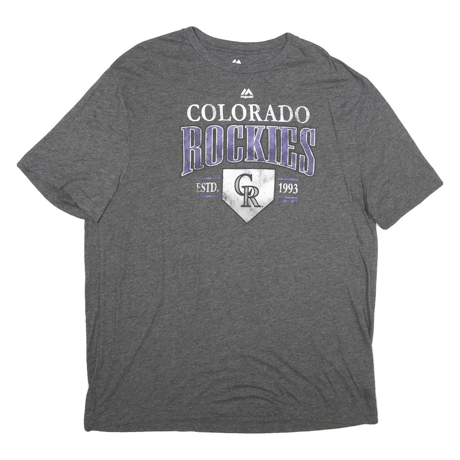 MAJESTIC Mens Grey Colorado Rockies Graphic T-Shirt XL Short Sleeve Crew Neck Refurbished - N/A refurbished available on Cerqular