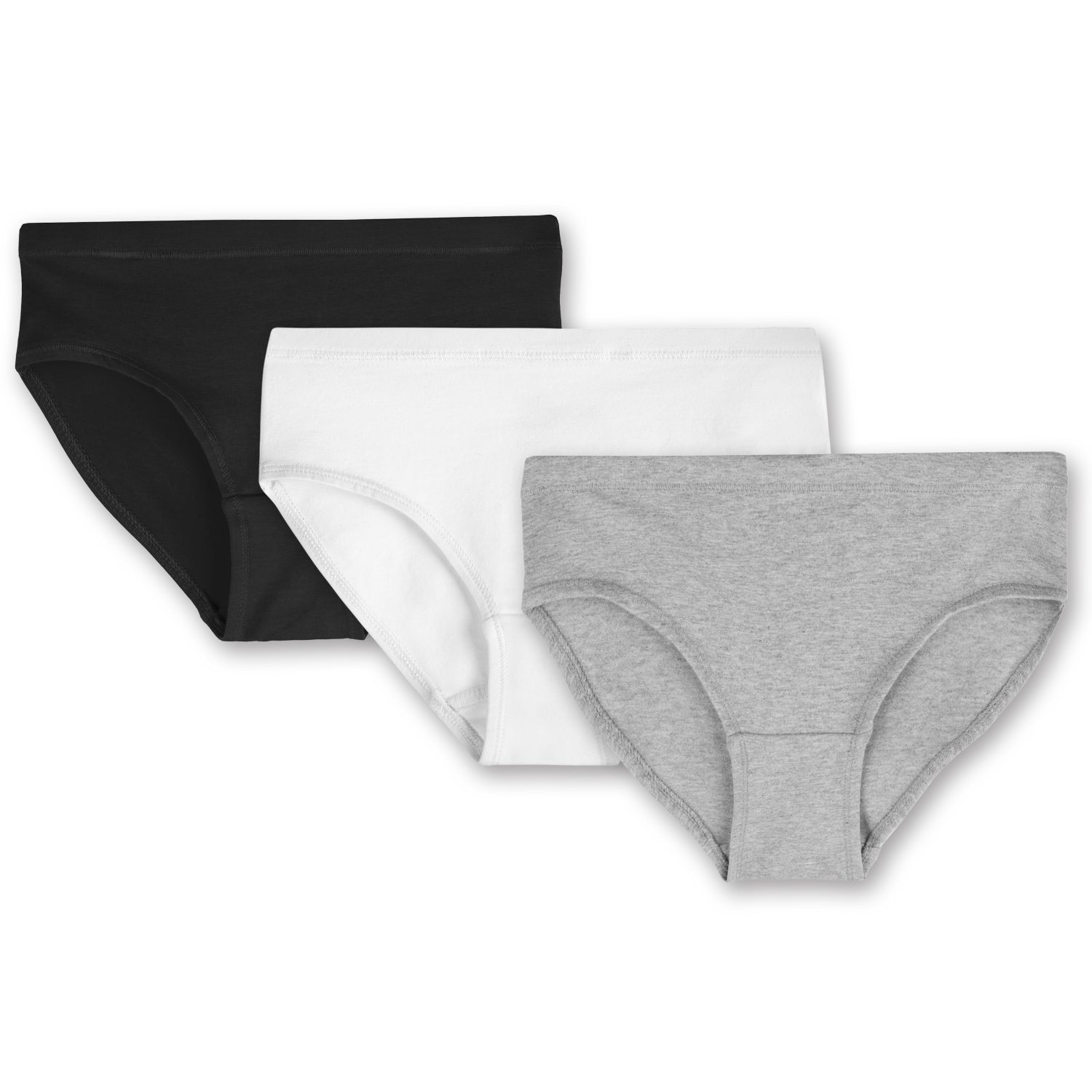 Organic Cotton Kids Bikini Underwear - 3 Pack | Color: Black, White and Gray | Size: Medium (8) Refurbished - N/A (Note: There is no well-known brand named "M refurbished available on Cerqular