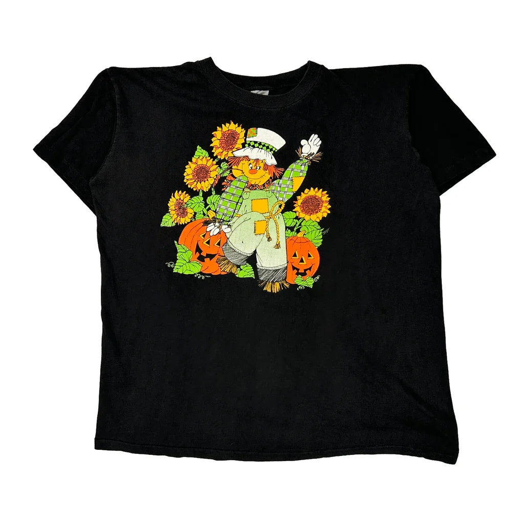 Anvil Halloween T-Shirt - XL Black Cotton Refurbished - Thrifted (note: this is a term often used to describe second- refurbished available on Cerqular