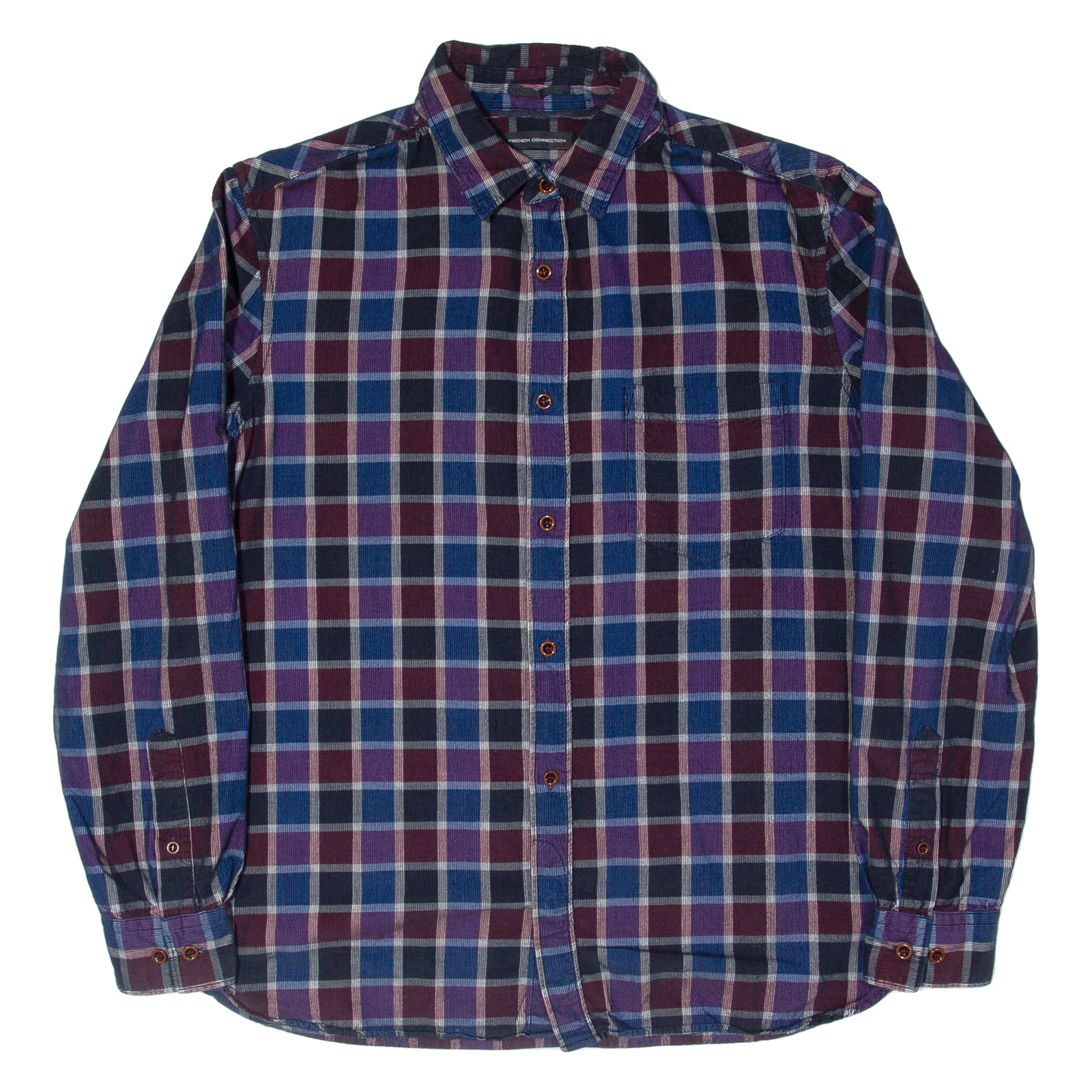 FRENCH CONNECTION Mens Shirt Blue Plaid Long Sleeve L Refurbished - N/A refurbished available on Cerqular