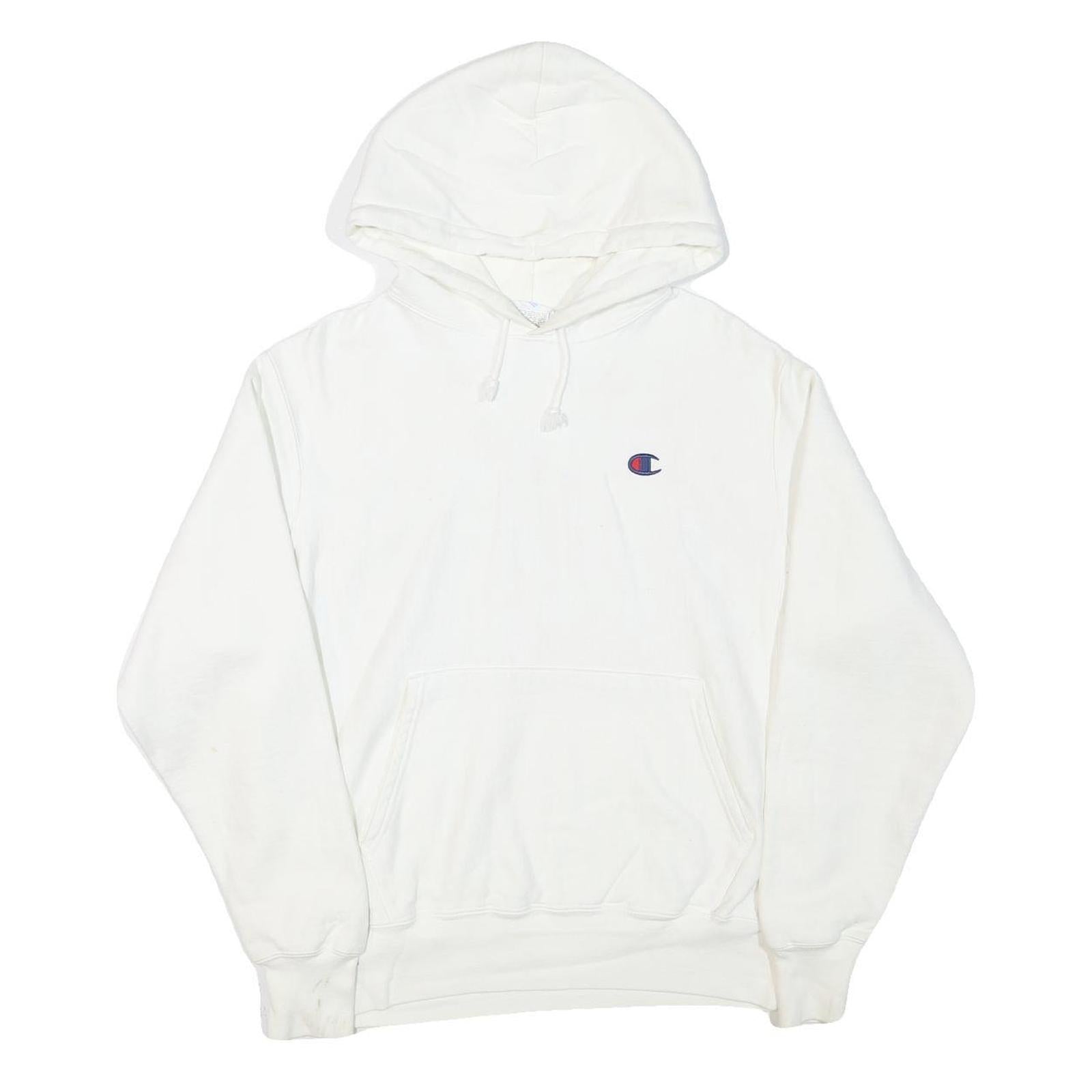 CHAMPION Mens White Cotton Blend Pullover Hoodie M Classic Logo Sweatshirt Refurbished - N/A refurbished available on Cerqular