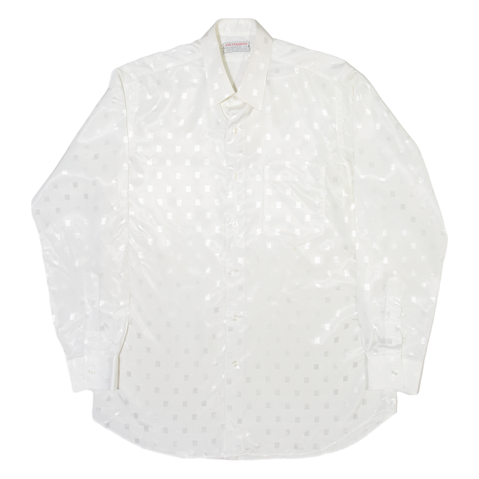 ANS FASHIONS Mens Shirt White Geometric Long Sleeve M Refurbished - N/A refurbished available on Cerqular