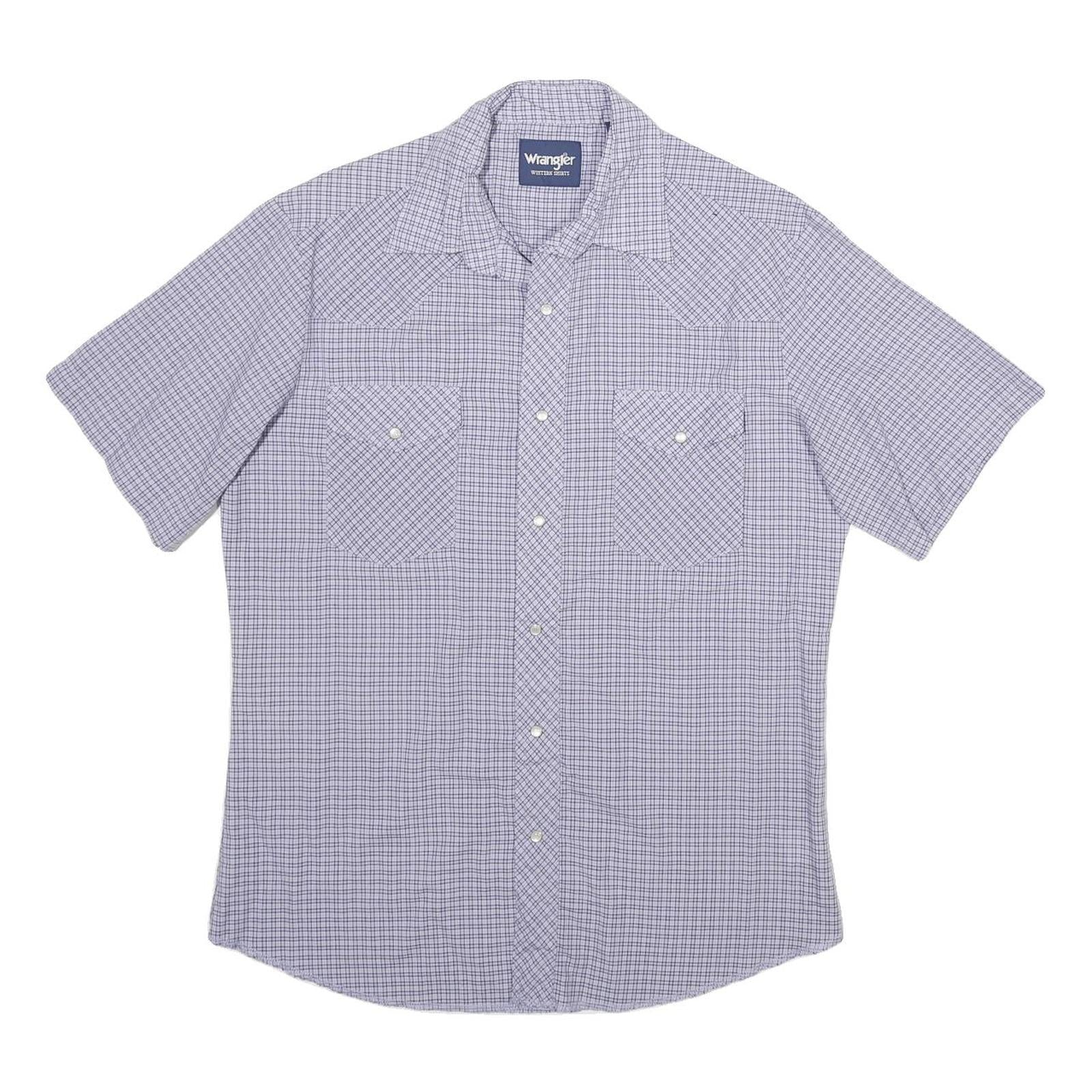 WRANGLER Mens Blue Check Shirt M Western Style Short Sleeve Cotton Refurbished - N/A refurbished available on Cerqular