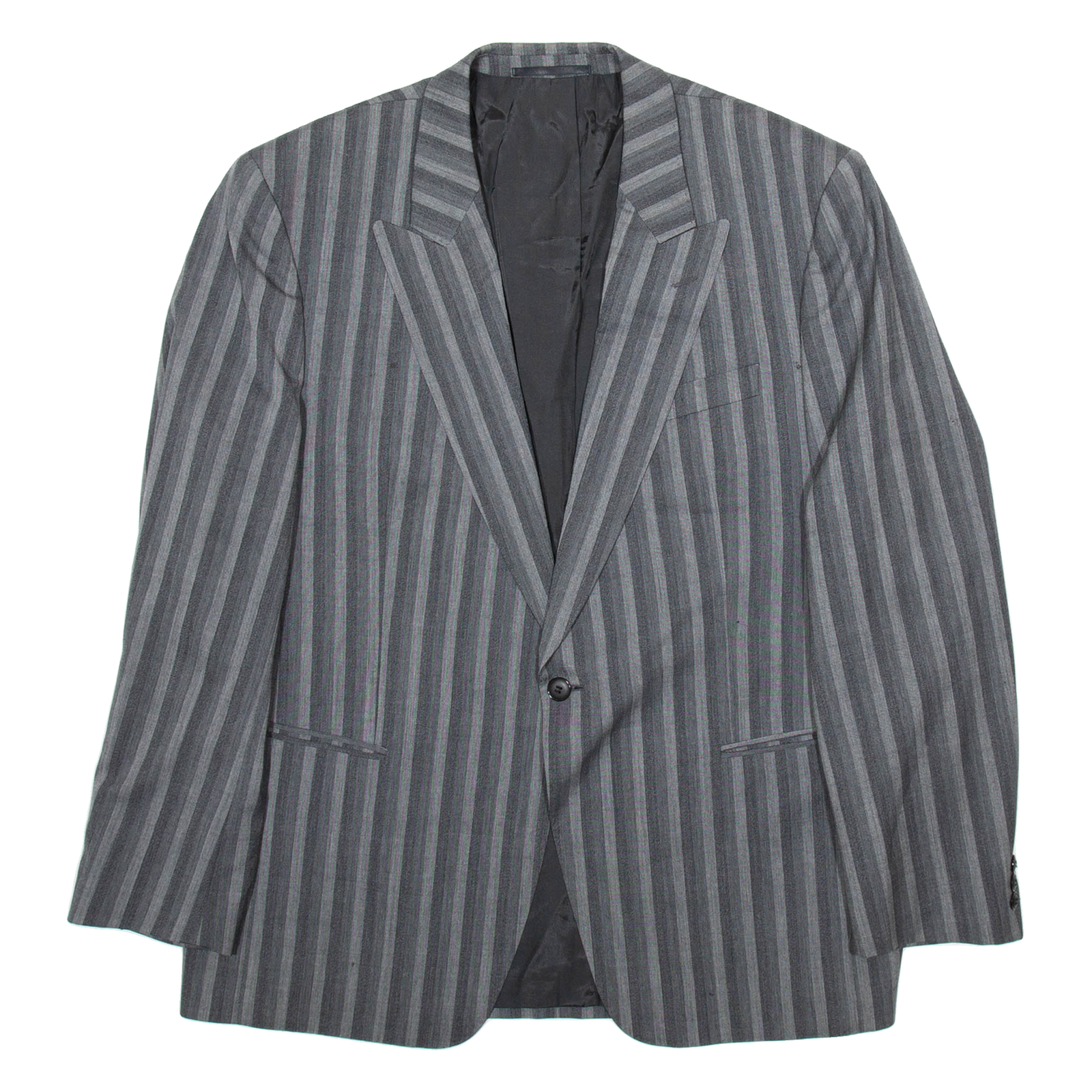 CREATION GROSS Mens Blazer Jacket Grey Wool Striped L Refurbished - N/A refurbished available on Cerqular