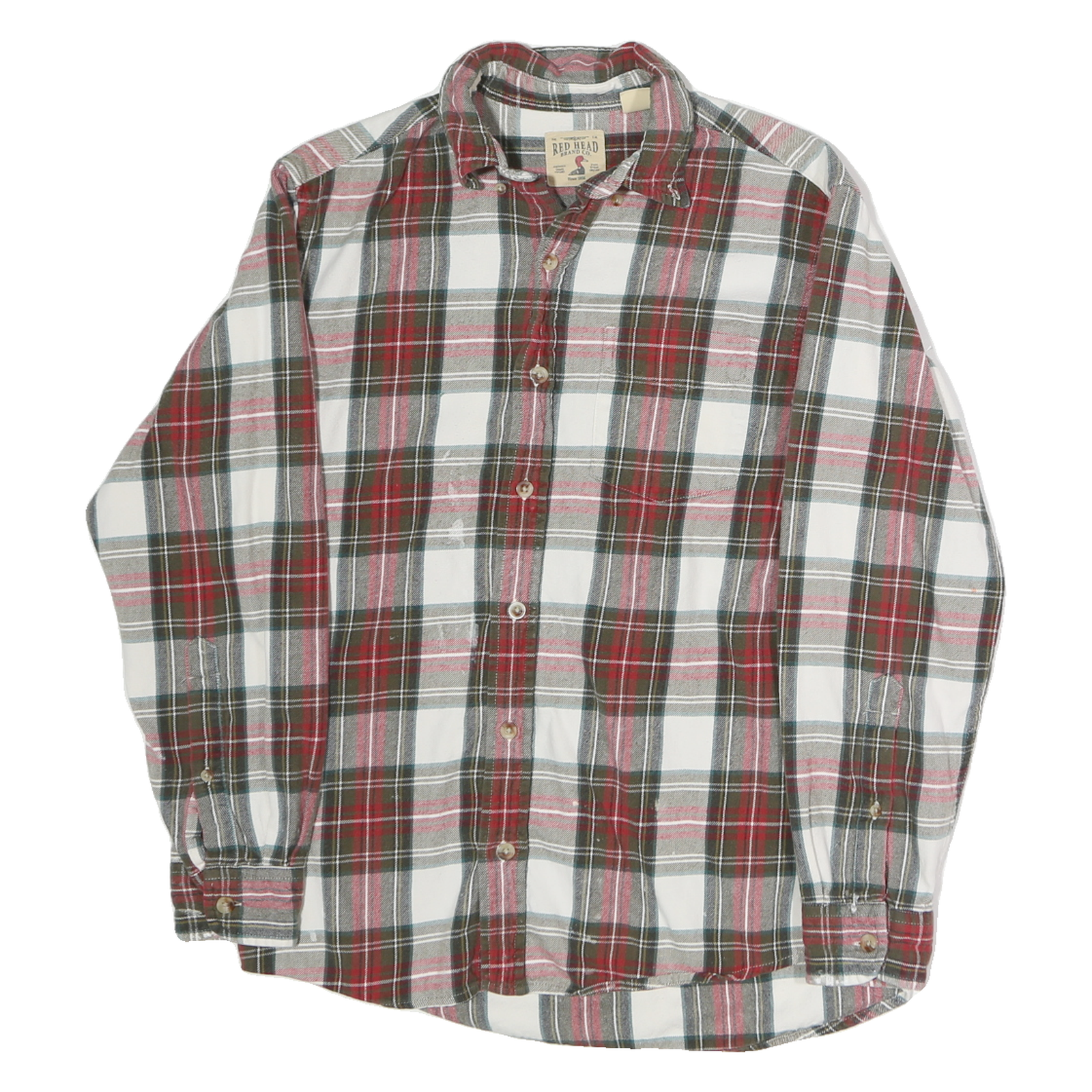 Buy REDHEAD Mens Red Green White Check Shirt M Cotton Casual Long Sleeve Button Refurbished - $36.39 REDHEAD Mens Red Green White Check Shirt M Cotton Casual Long Sleeve Button Refurbished - N/A refurbished available on Cerqular