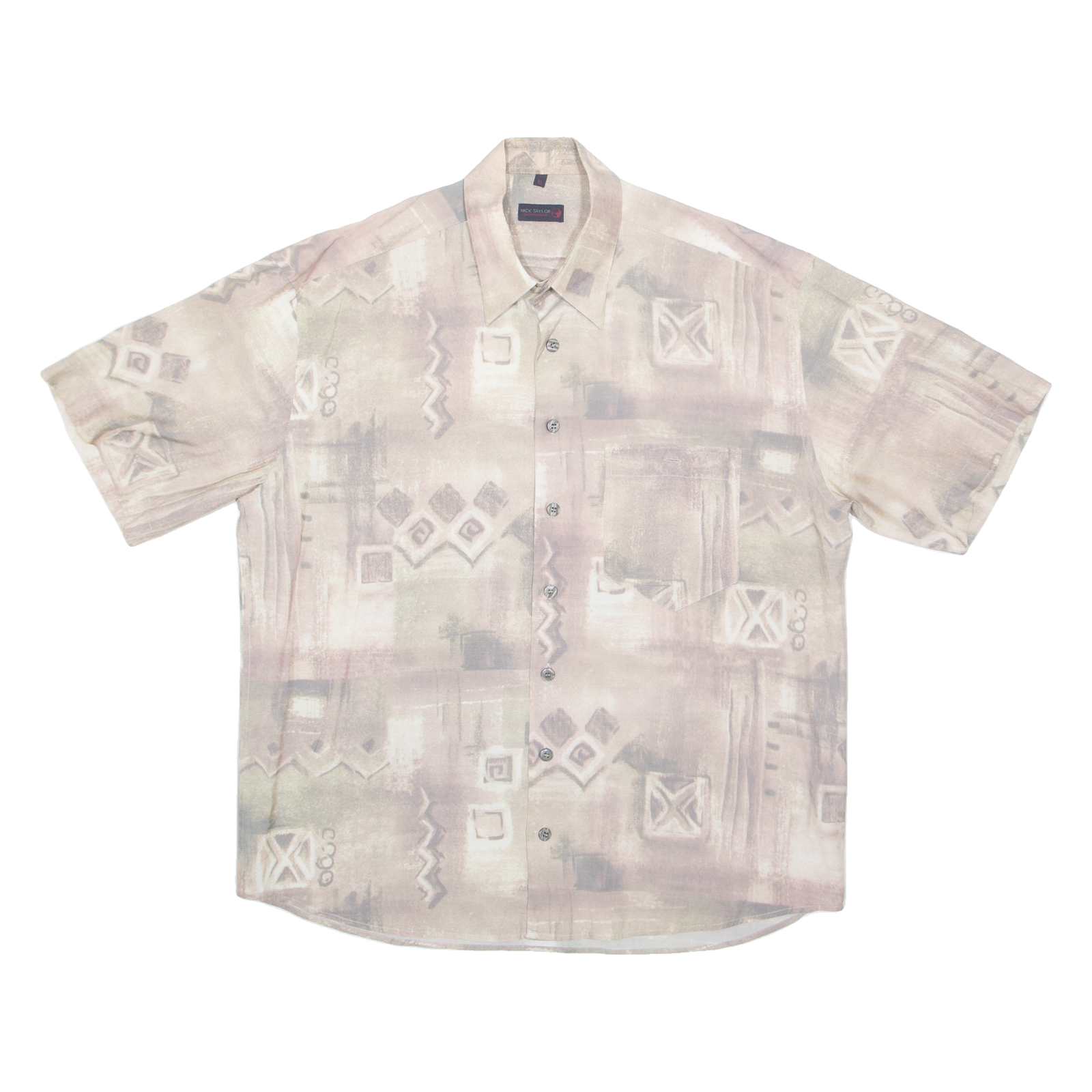 NICK TAYLOR Mens Shirt Brown Geometric XL Refurbished - N/A refurbished available on Cerqular