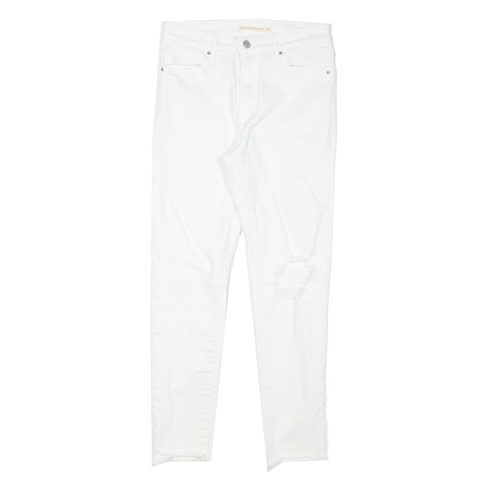 LEVI'S Womens Slim White Denim Jeans W27 L25 Distressed Zip Closure Refurbished - N/A refurbished available on Cerqular