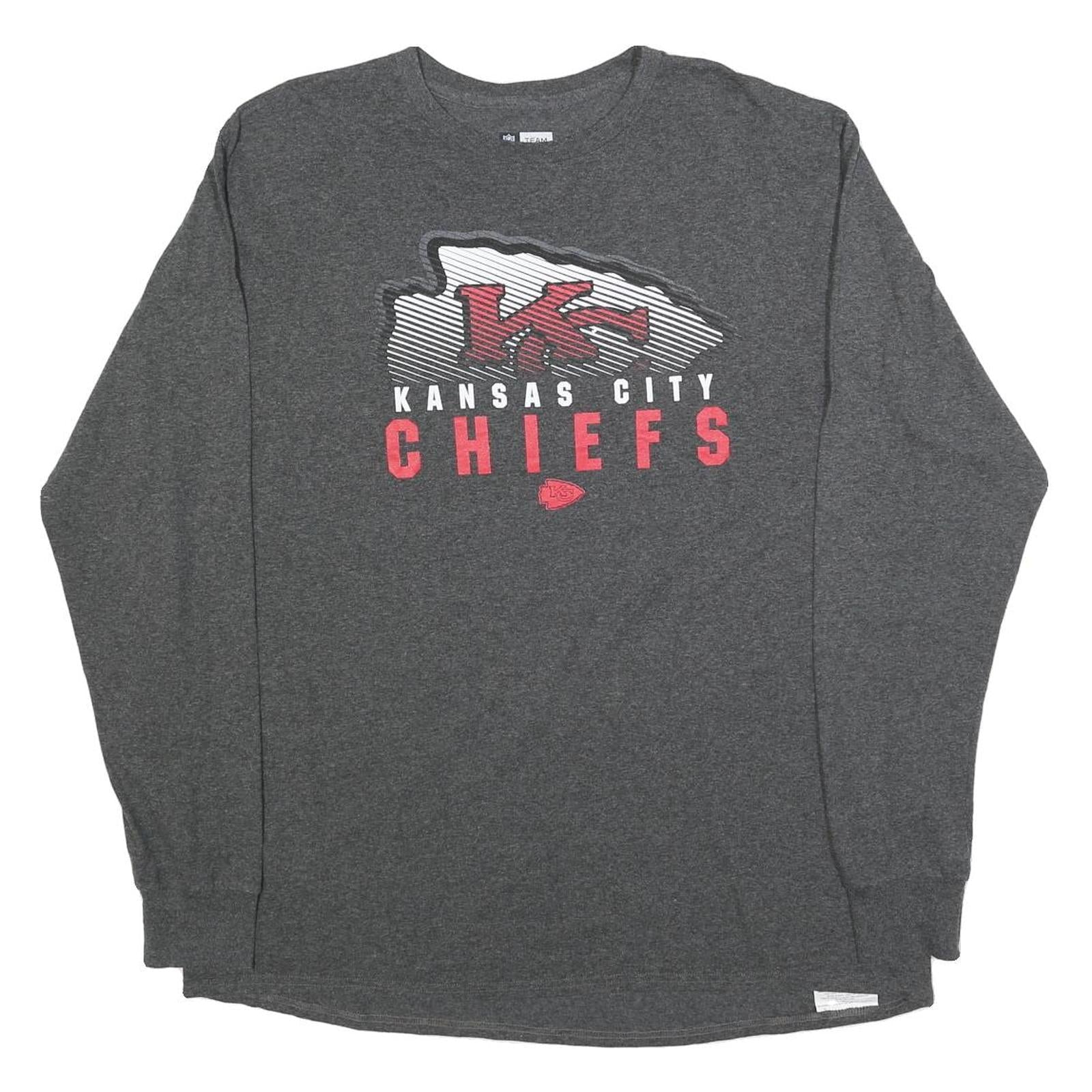 NFL Mens Grey Kansas City Chiefs Long Sleeve Crew Neck T-Shirt XL Cotton Blend Refurbished - N/A refurbished available on Cerqular