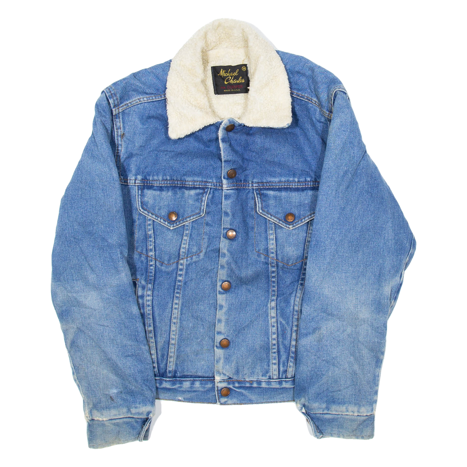 MICHAEL CHARLES Mens Sherpa Lined Denim Jacket Blue M Refurbished - N/A refurbished available on Cerqular