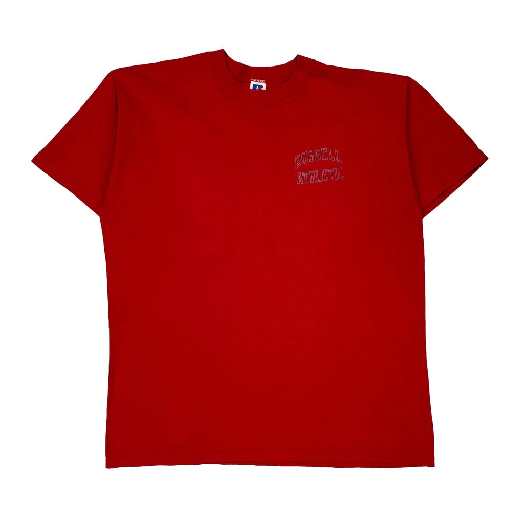 Made In USA Single Stitch Russell Athletic T-Shirt - XL Red Cotton Refurbished - Thrifted (note: this is a term often used to describe second- refurbished available on Cerqular