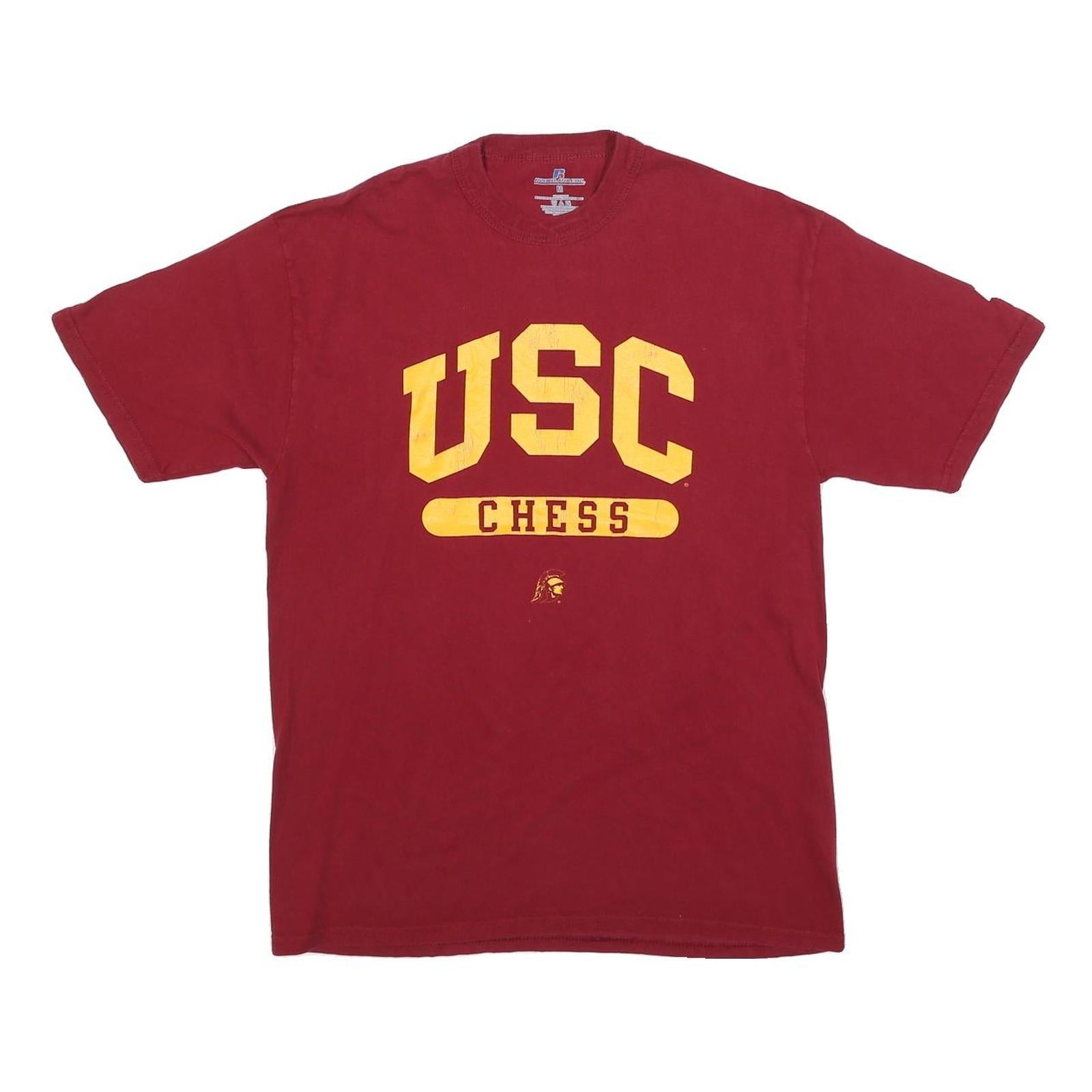 RUSSELL ATHLETIC Mens Maroon USC Chess T-Shirt M Short Sleeve Crew Neck Cotton Refurbished - N/A refurbished available on Cerqular