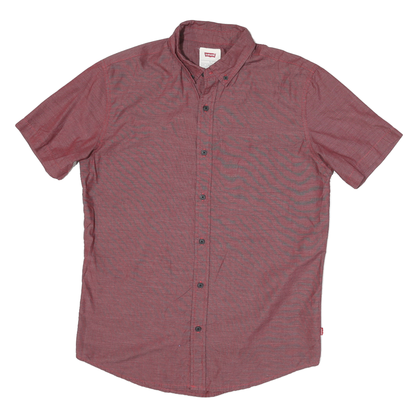 LEVI'S Mens Red Plain Short Sleeve Shirt S Cotton Blend Casual Button Down Refurbished - N/A refurbished available on Cerqular