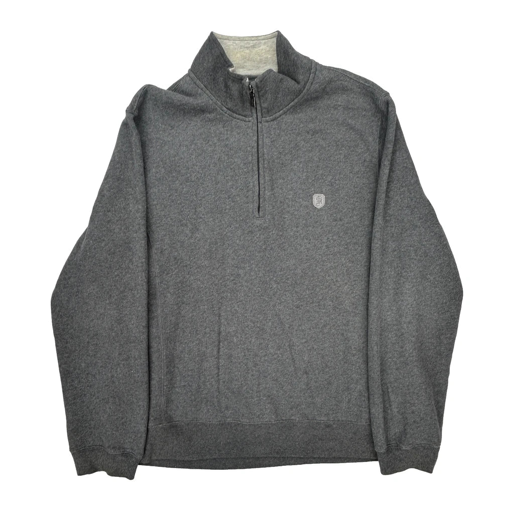 Tommy Hilfiger 1/4 Zip - Large Grey Cotton Blend Refurbished - Thrifted (note: this is a term often used to describe second- refurbished available on Cerqular