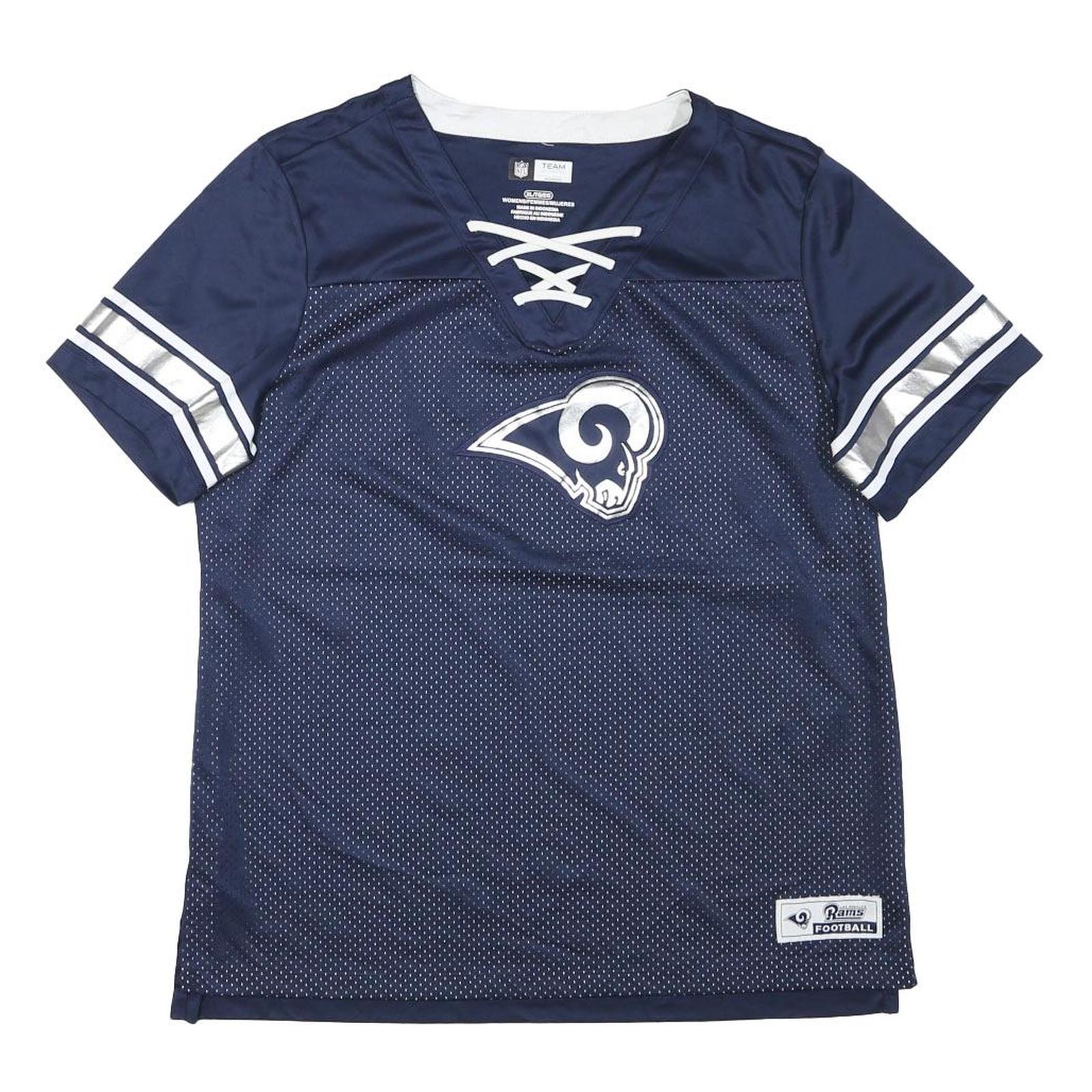 NFL Womens Blue Los Angeles Rams Jersey XL Short Sleeve Lace Up Neck Football Refurbished - N/A refurbished available on Cerqular