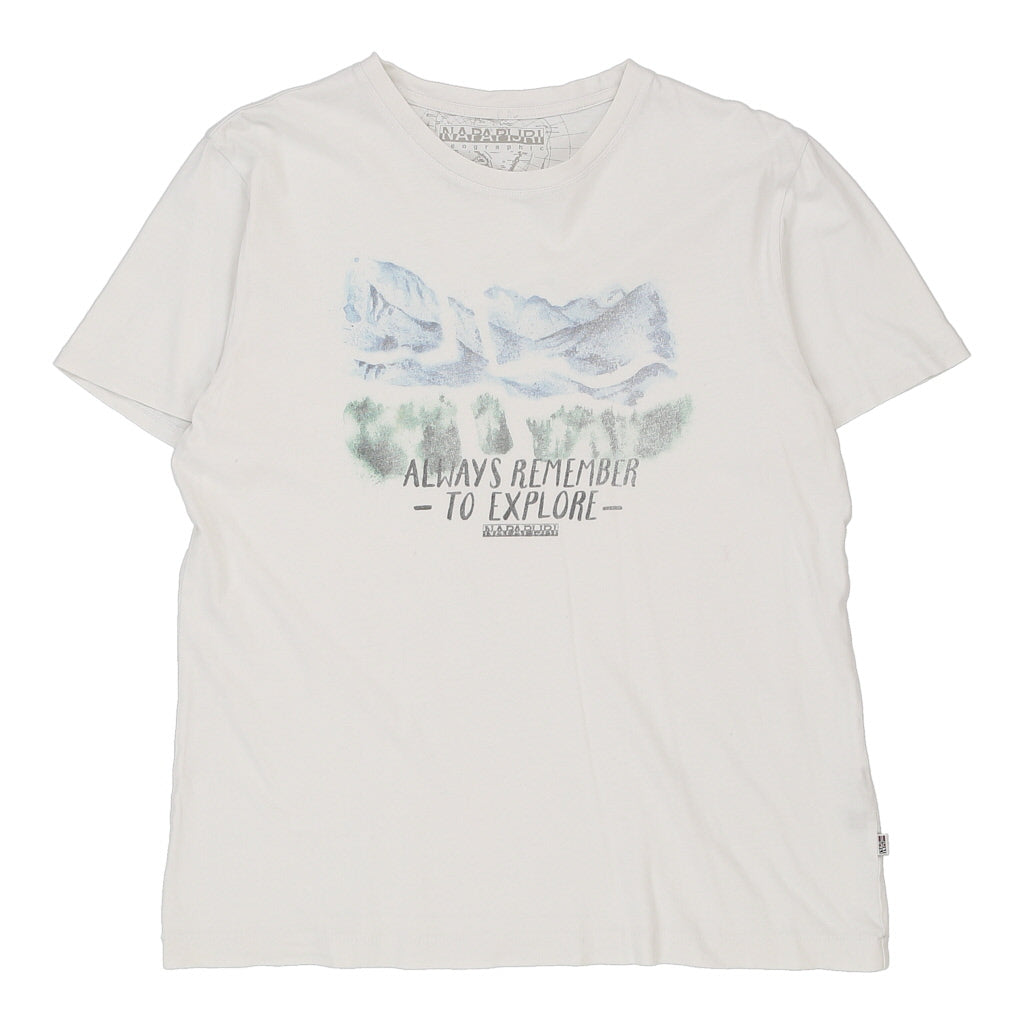 Buy Napapijri T-Shirt - Large White Cotton | Size: large Refurbished - $16.01 Napapijri T-Shirt - Large White Cotton | Size: large Refurbished - N/A (Preloved Designer is not a specific brand, it refurbished available on Cerqular