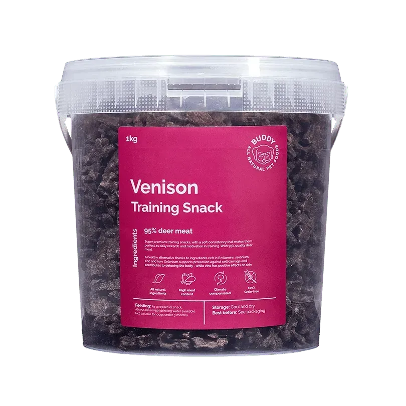 Venison Training Snacks | Välj storlek: 1kg Refurbished - Buddy Pet Foods refurbished available on Cerqular