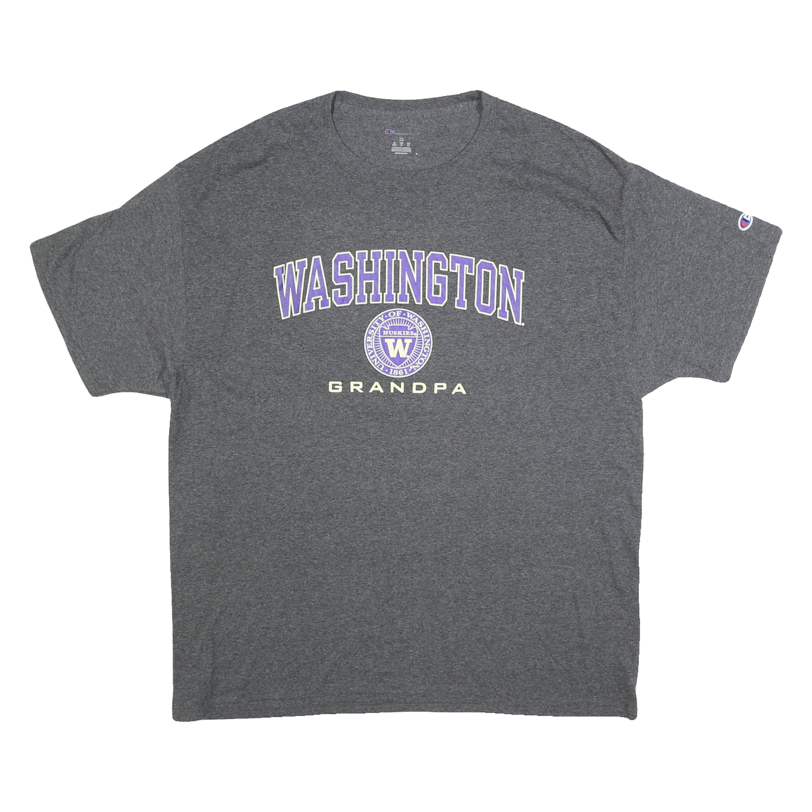 CHAMPION Mens Grey Washington Grandpa Graphic T-Shirt XL Crew Neck Short Sleeve Refurbished - N/A refurbished available on Cerqular