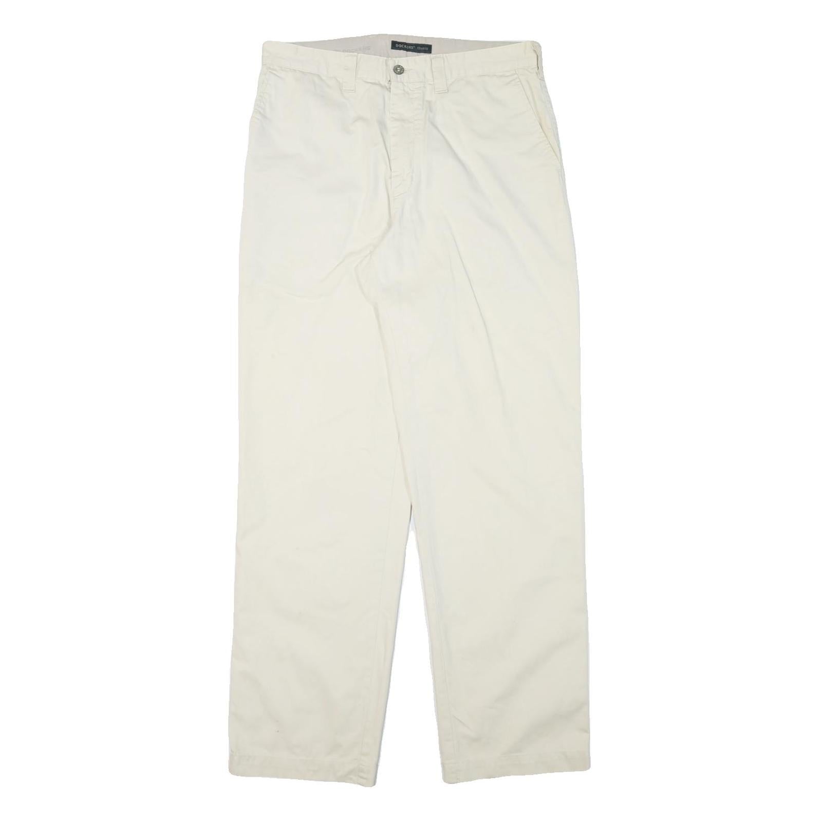 DOCKERS Mens Cotton Blend White Relaxed Straight Trousers W32 L32 Casual Zip Fly Refurbished - N/A refurbished available on Cerqular