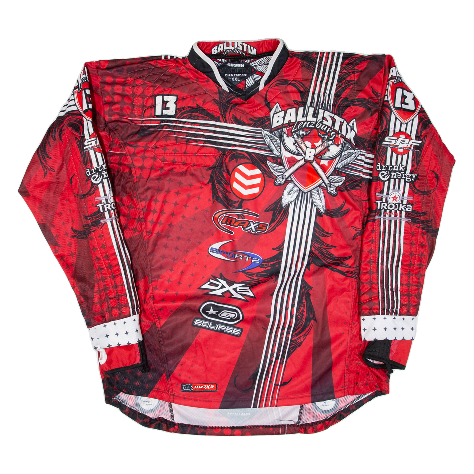 BALLISTIX Mens Jersey Red Long Sleeve USA V-Neck 2XL Refurbished - N/A refurbished available on Cerqular