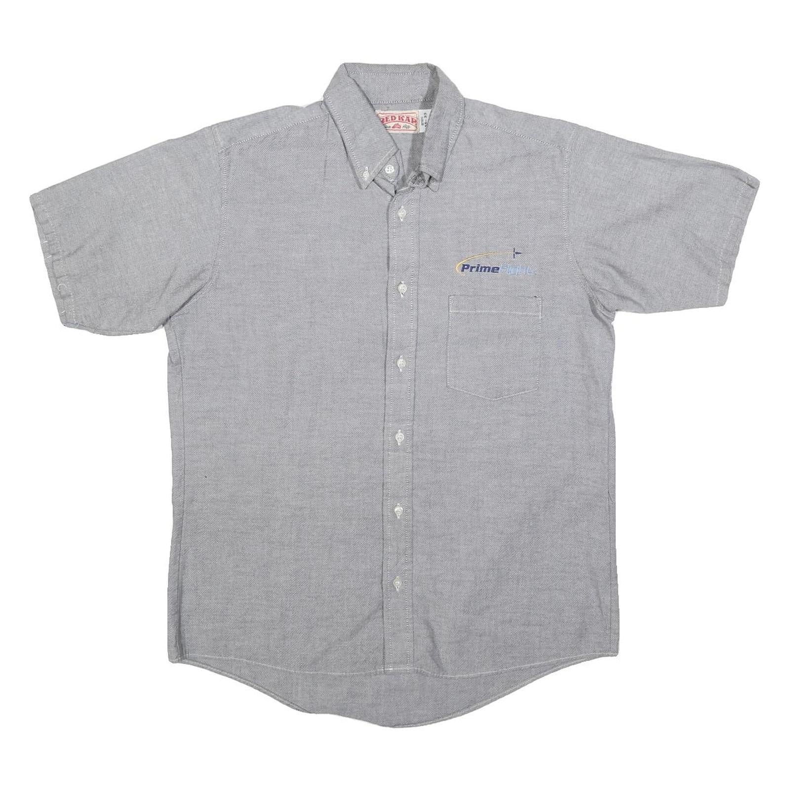 RED KAP Mens Grey & Blue Work Shirt M Button Down Cotton Blend Casual Refurbished - N/A refurbished available on Cerqular
