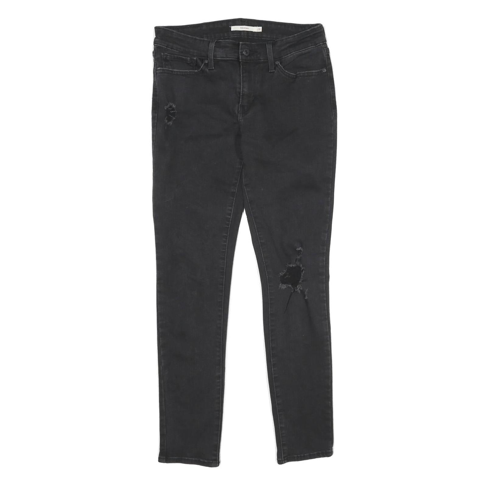 LEVI'S 711 Skinny Womens Jeans Black Slim Denim W28 L30 Distressed Cotton Blend Refurbished - N/A refurbished available on Cerqular