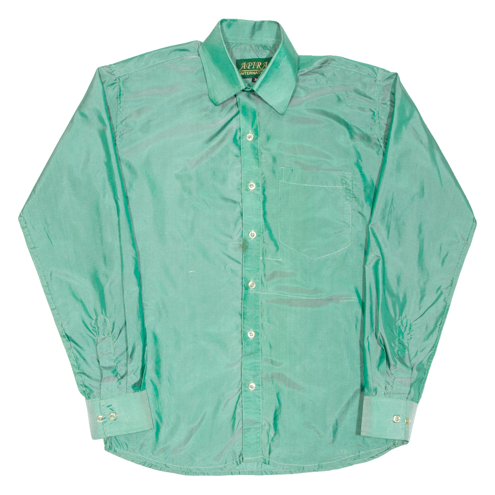 APIRANA Mens Plain Shirt Green Long Sleeve M Refurbished - N/A refurbished available on Cerqular