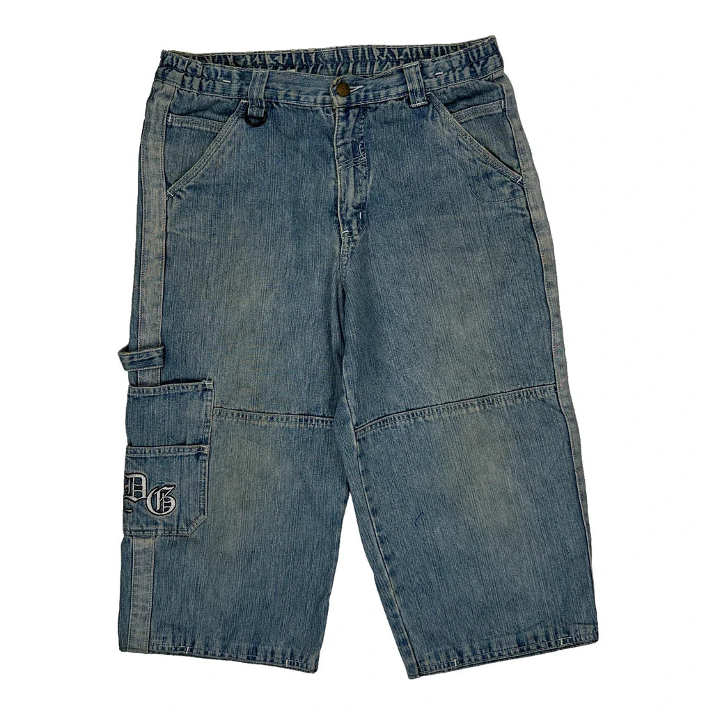 Dognose Double Knee Carpenter Shorts - X-Largew 15L Light Wash Denim Refurbished - Thrifted (note: this is a term often used to describe second- refurbished available on Cerqular