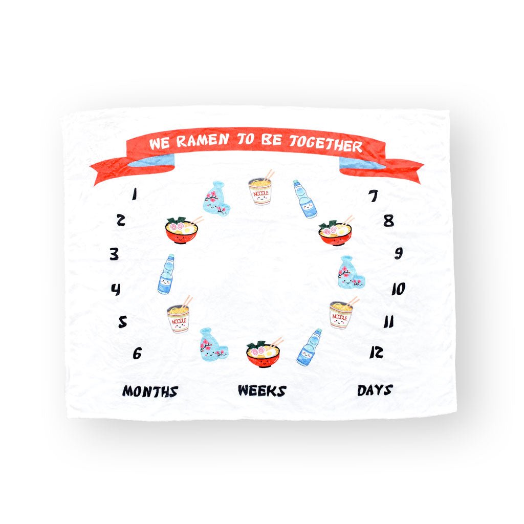 Fleece Milestone Blanket for Baby Photography - We Ramen To Be Together Refurbished - The Wee Bean refurbished available on Cerqular