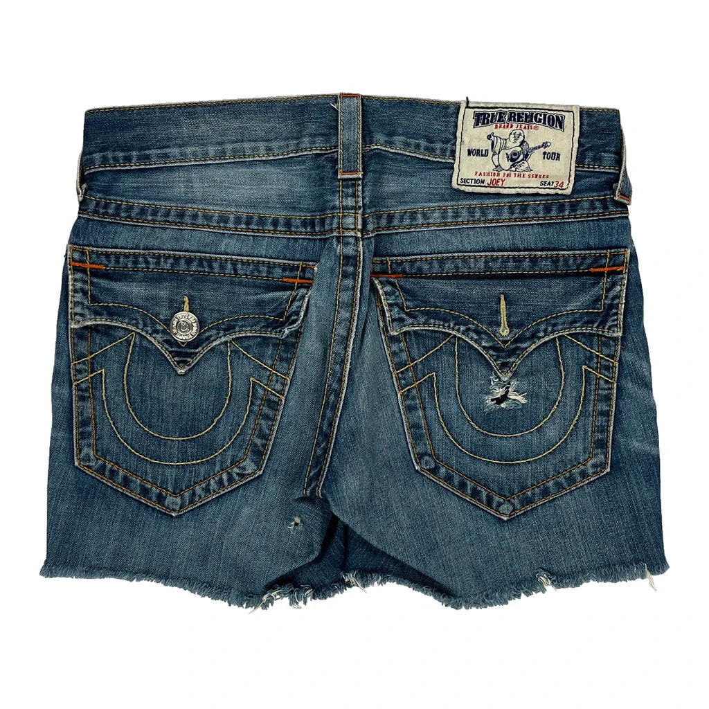 True Religion Denim Shorts - 30W UK 8 Blue Cotton Refurbished - Thrifted (note: this is a term often used to describe second- refurbished available on Cerqular