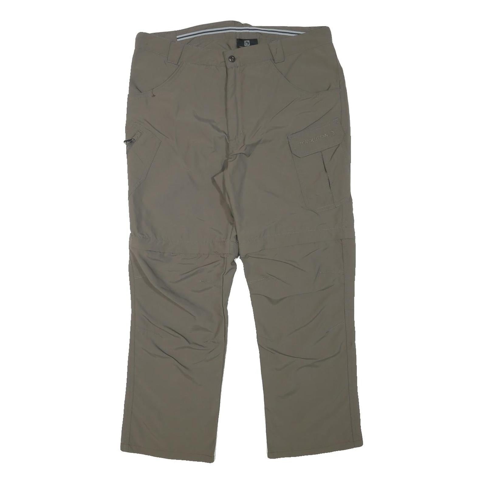 TREVOLUTION Mens Relaxed Beige Polyester Blend Zip Trousers W33 L26 Outdoor Refurbished - N/A refurbished available on Cerqular