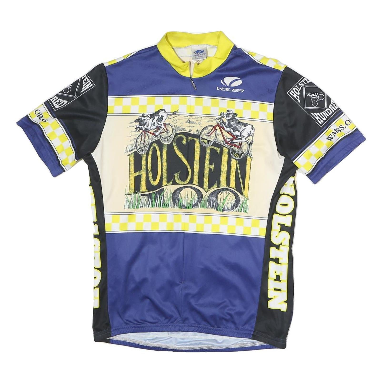 VOLEA Mens Blue Black & Yellow Holstein Graphic T-Shirt L Short Sleeve 1/4 Zip Refurbished - N/A refurbished available on Cerqular