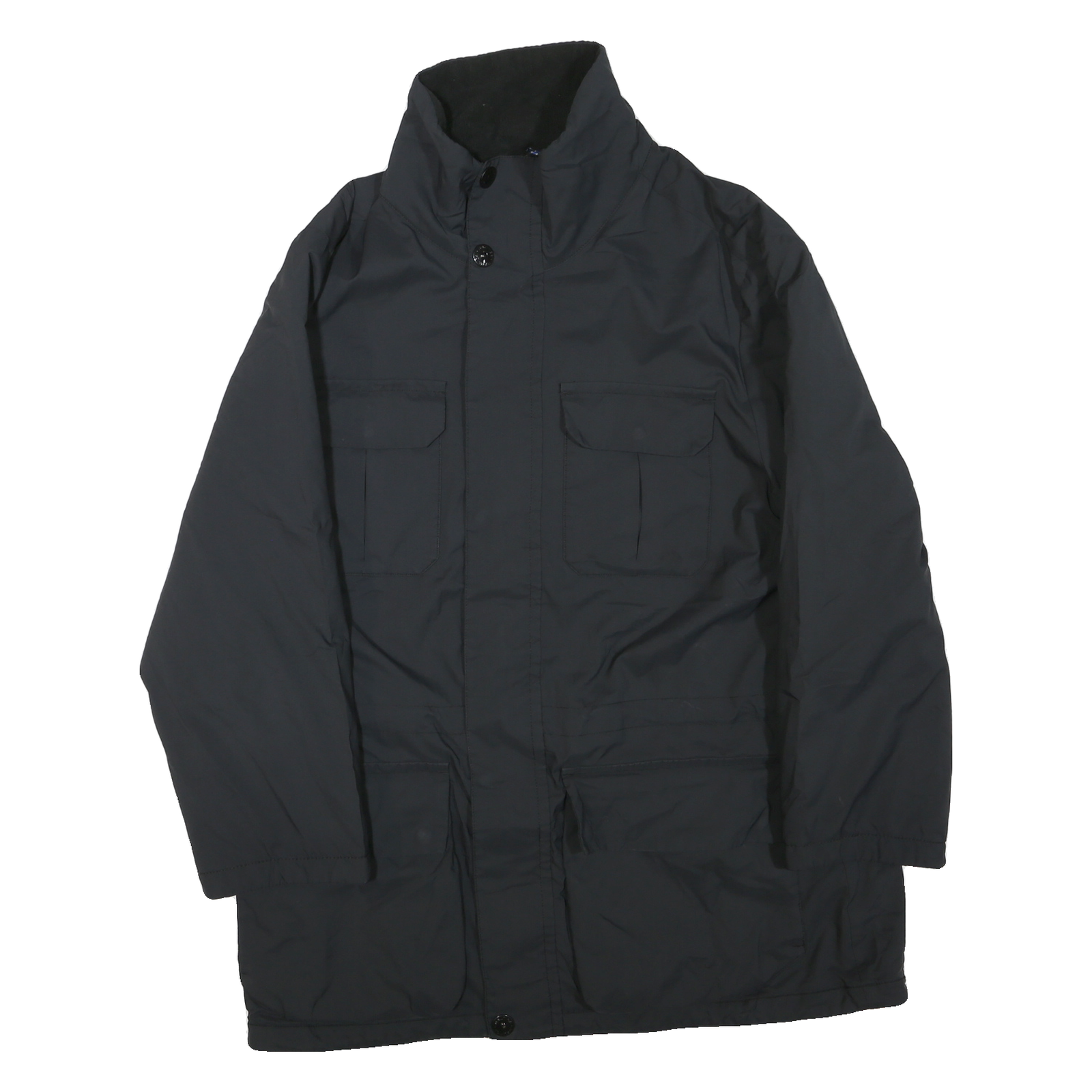 NAUTICA Mens Black Outdoor Jacket L Polyester Blend Plain Zip Pockets Refurbished - N/A refurbished available on Cerqular
