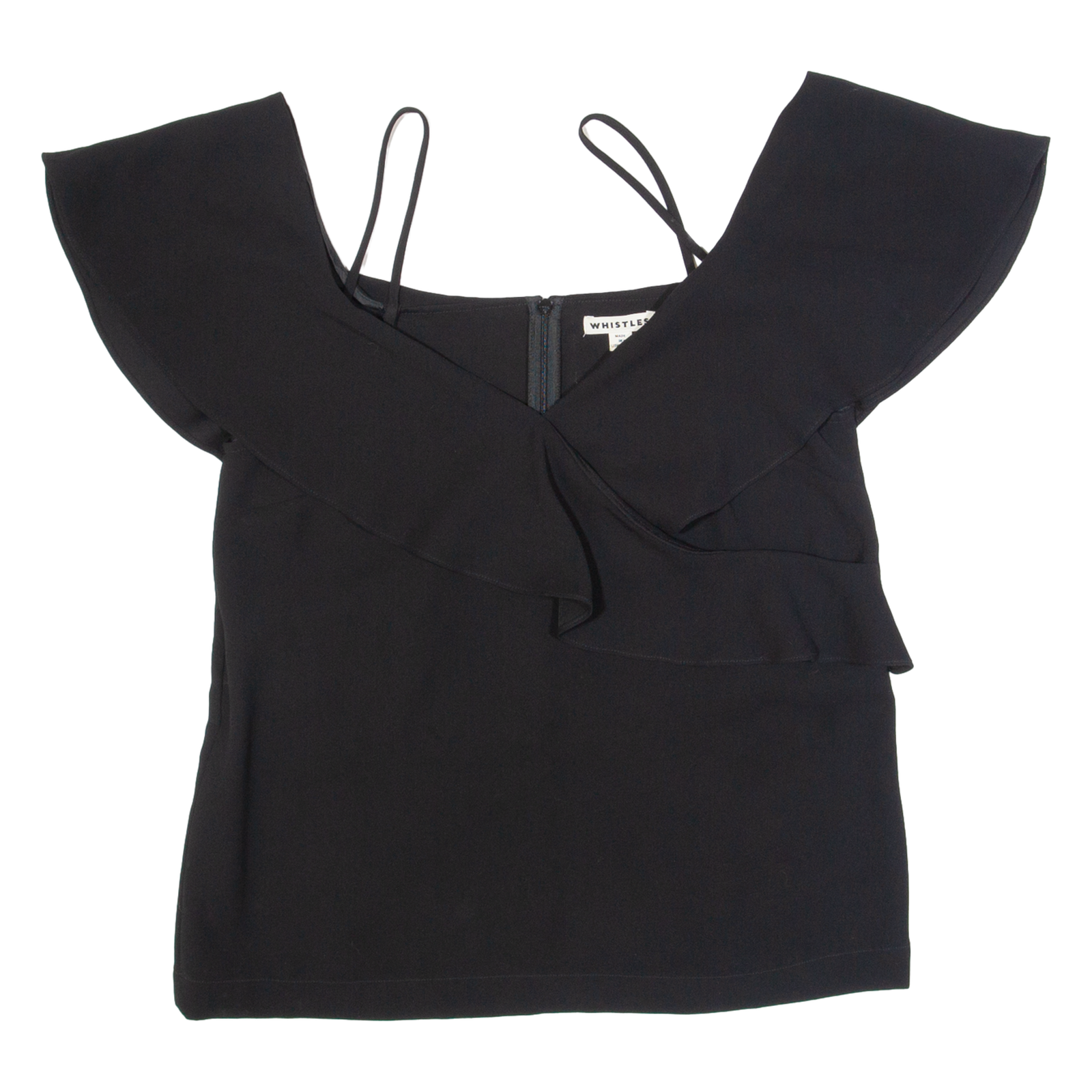 WHISTLES Womens Top Black V-Neck UK 12 Refurbished - N/A refurbished available on Cerqular
