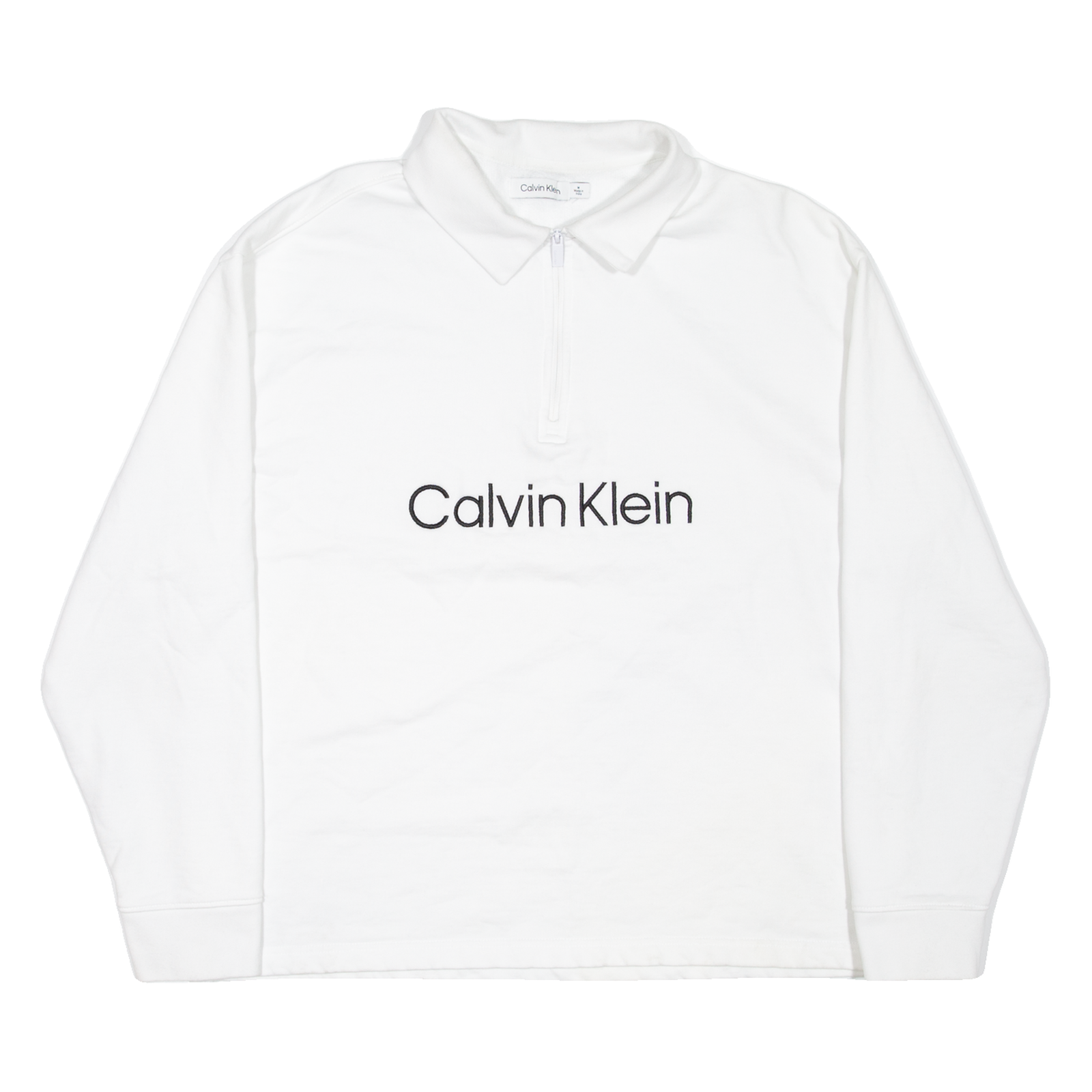 CALVIN KLEIN Mens Jumper White 1/4 Zip M Refurbished - N/A refurbished available on Cerqular