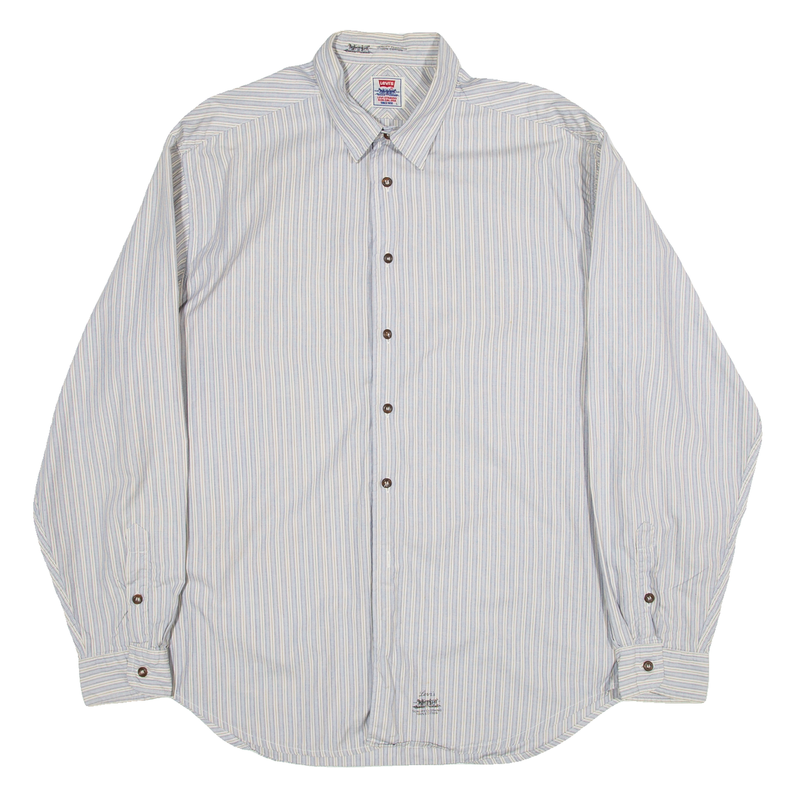 LEVI'S Mens Shirt Blue Striped Long Sleeve L Refurbished - N/A refurbished available on Cerqular