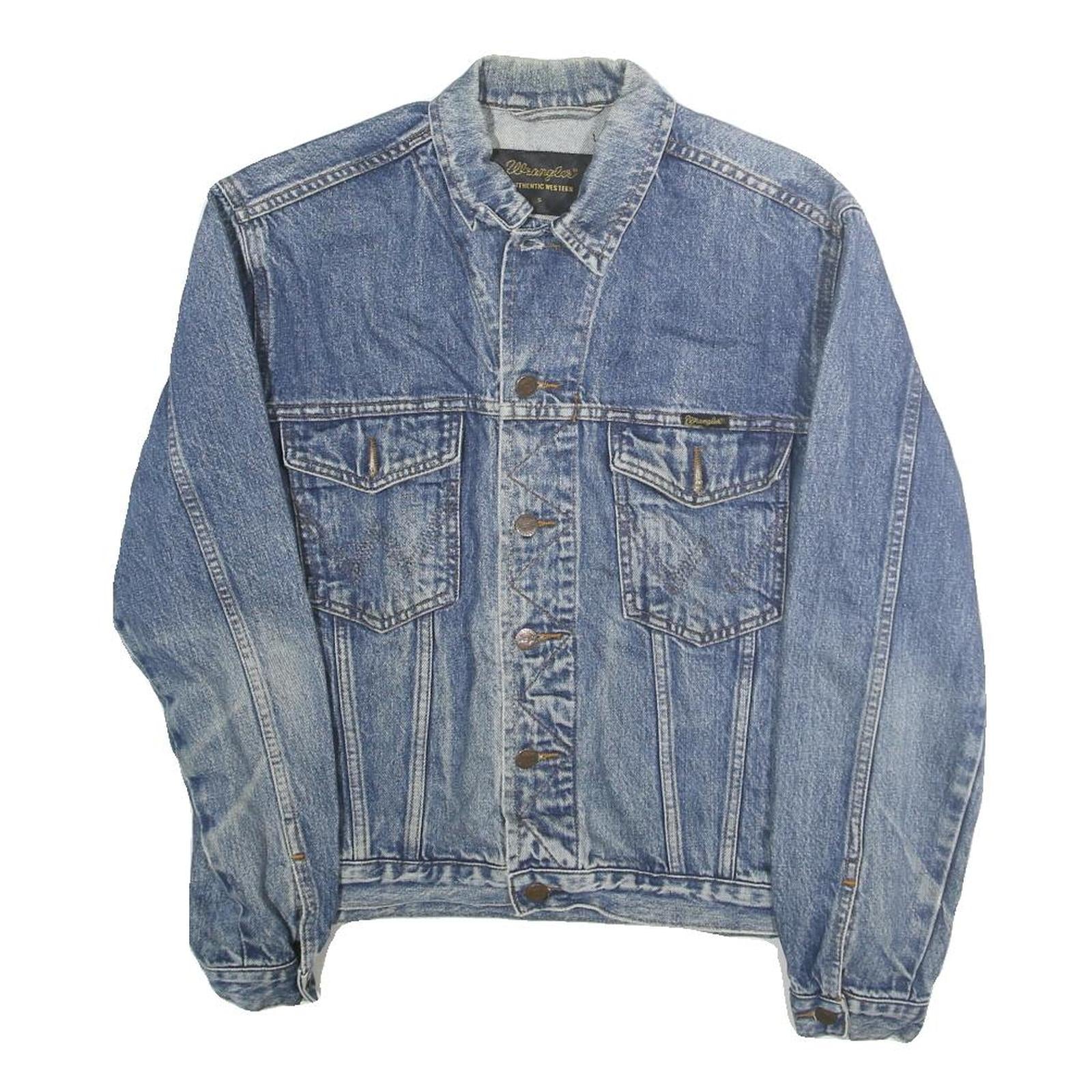 WRANGLER Mens Blue Denim Button Jacket S Cotton Classic Western Style Casual Refurbished - N/A refurbished available on Cerqular