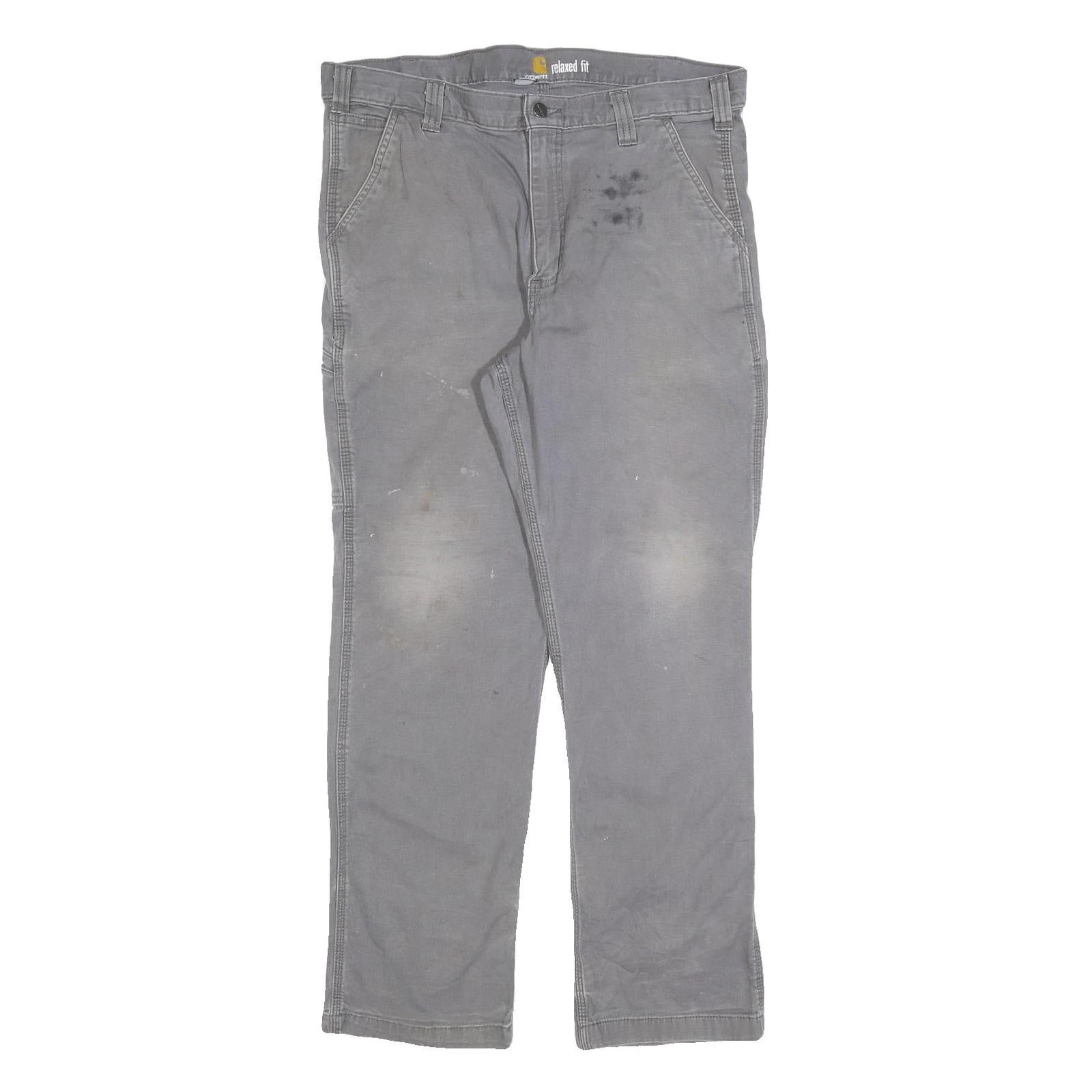 CARHARTT Mens Cotton Blend Grey Relaxed Straight Trousers W36 L32 Workwear Refurbished - N/A refurbished available on Cerqular