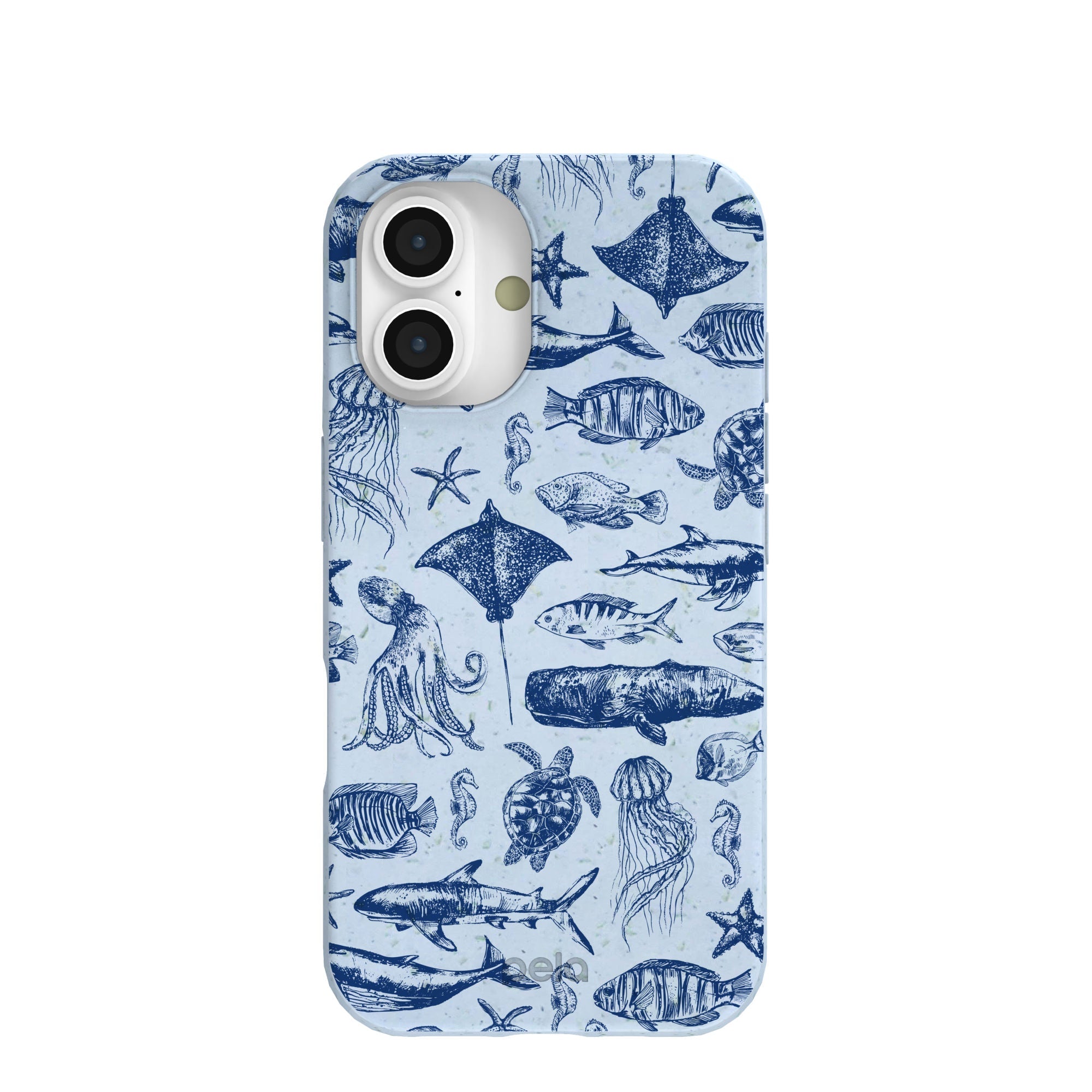 Powder Blue Marine Life iPhone 16 Case Refurbished - Pela Case refurbished available on Cerqular