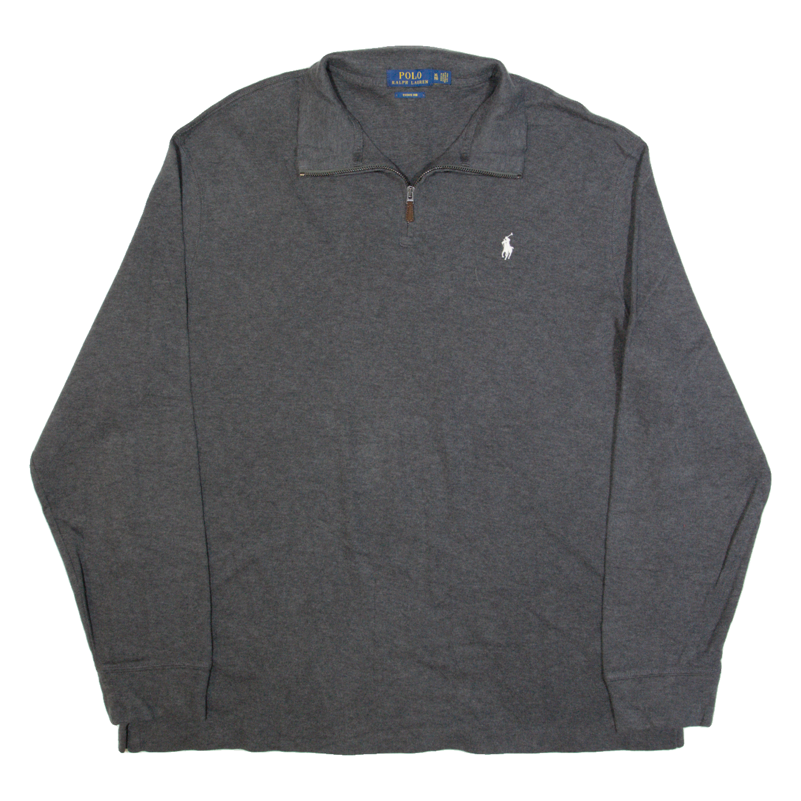 POLO RALPH LAUREN Estate Rib Mens Jumper Grey 1/4 Zip Tight Knit XL Refurbished - N/A refurbished available on Cerqular