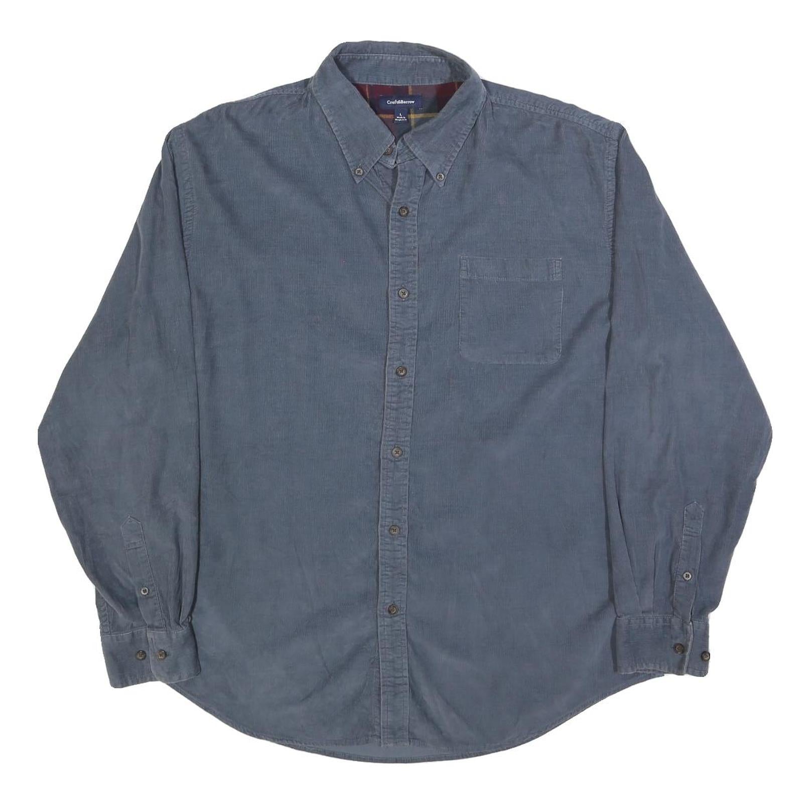 CROFT & BARROW Mens Blue Cotton Blend Shirt L Button Down Collar Long Sleeve Refurbished - N/A refurbished available on Cerqular