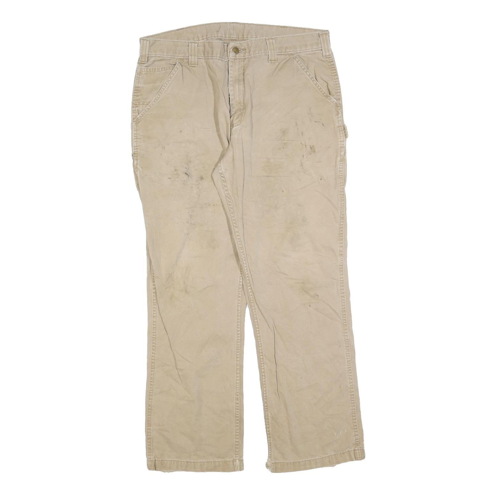CARHARTT Mens Cotton Blend Beige Relaxed Straight Trousers W34 L30 Workwear Refurbished - N/A refurbished available on Cerqular