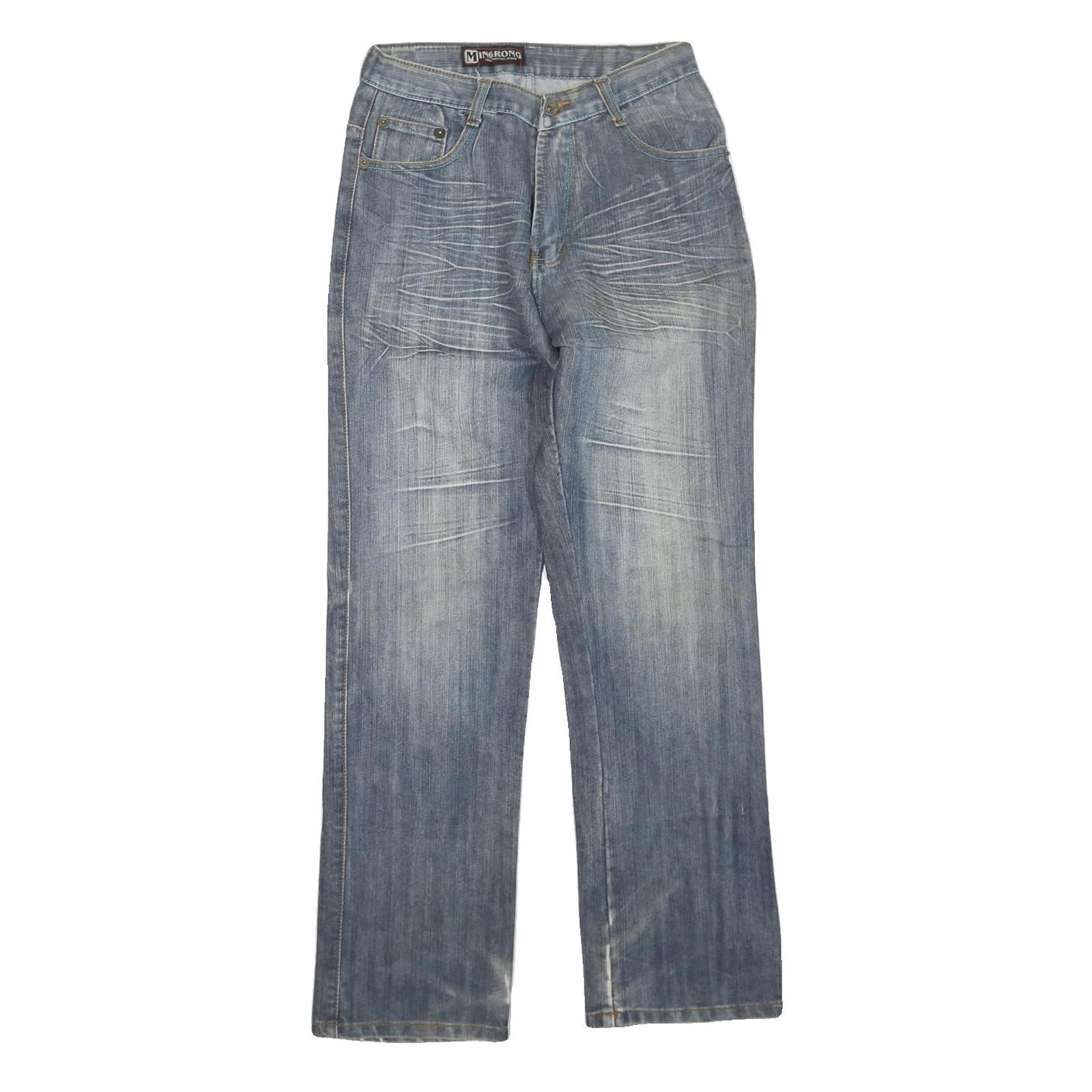 MINGRONG Womens Jeans Blue Regular Straight Denim W28 L30 Distressed Embroidery Refurbished - N/A refurbished available on Cerqular