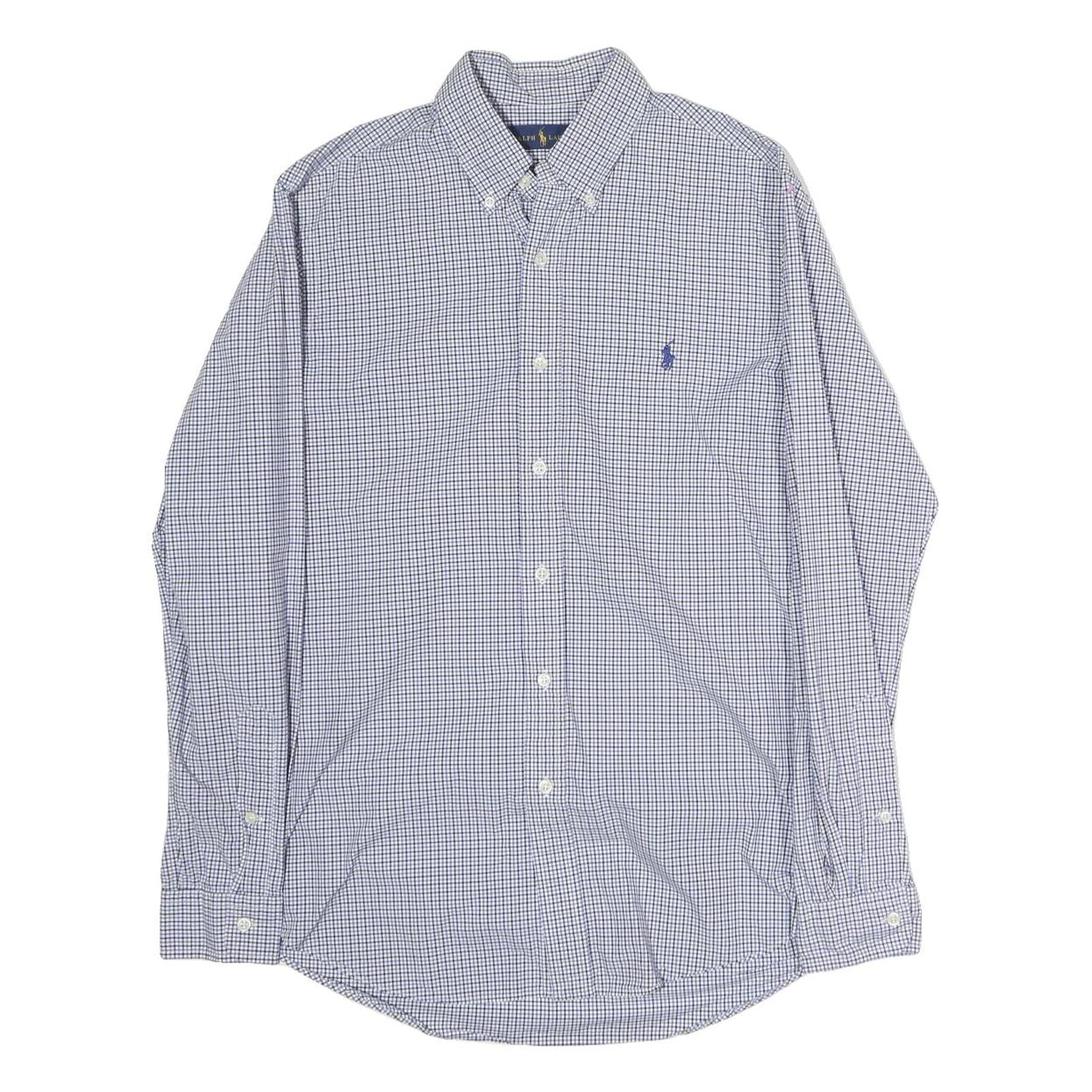 RALPH LAUREN Mens Blue Check Shirt M Cotton Button-Down Collar Long Sleeve Refurbished - N/A refurbished available on Cerqular