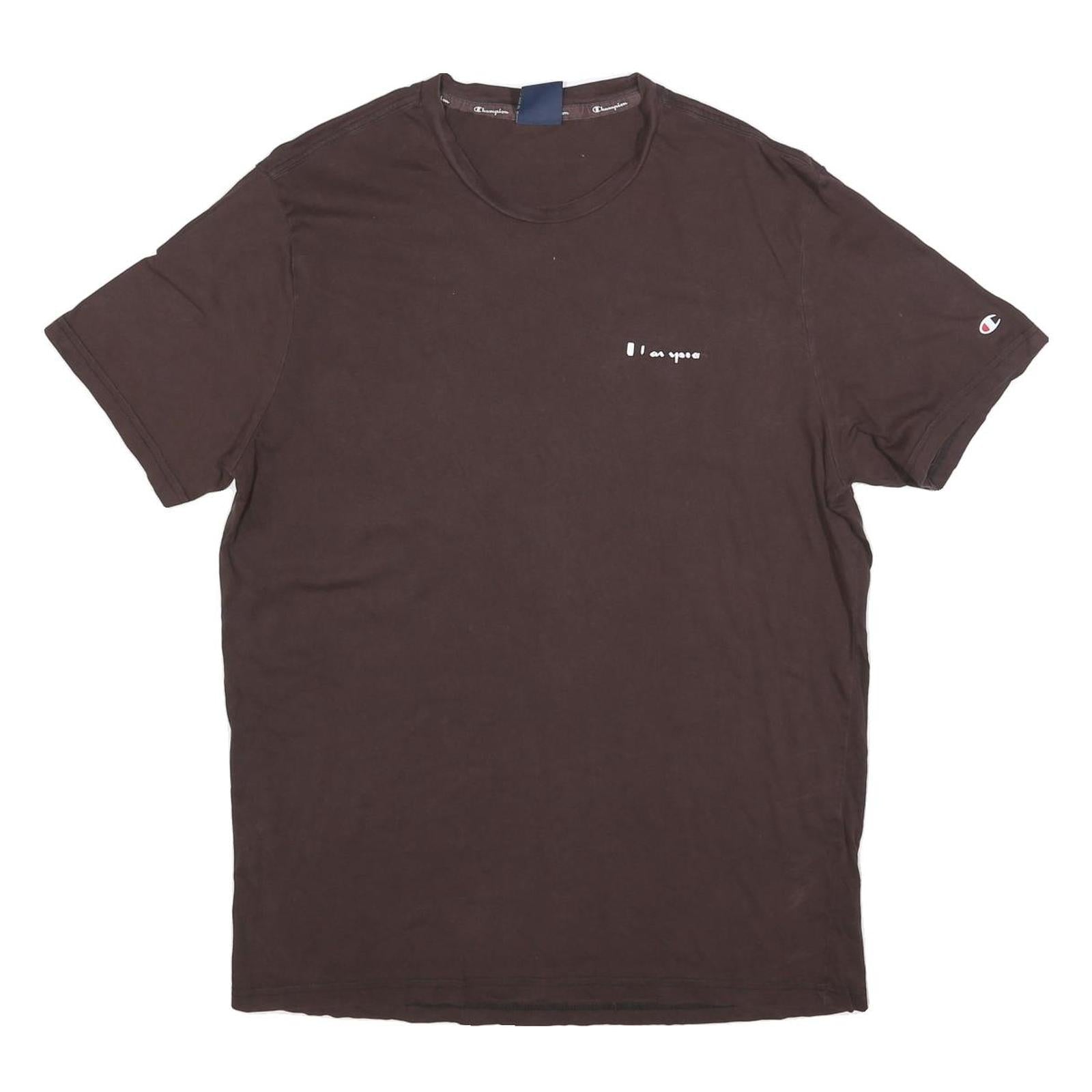 CHAMPION Mens Brown Graphic T-Shirt 2XL Short Sleeve Crew Neck Cotton Blend Refurbished - N/A refurbished available on Cerqular