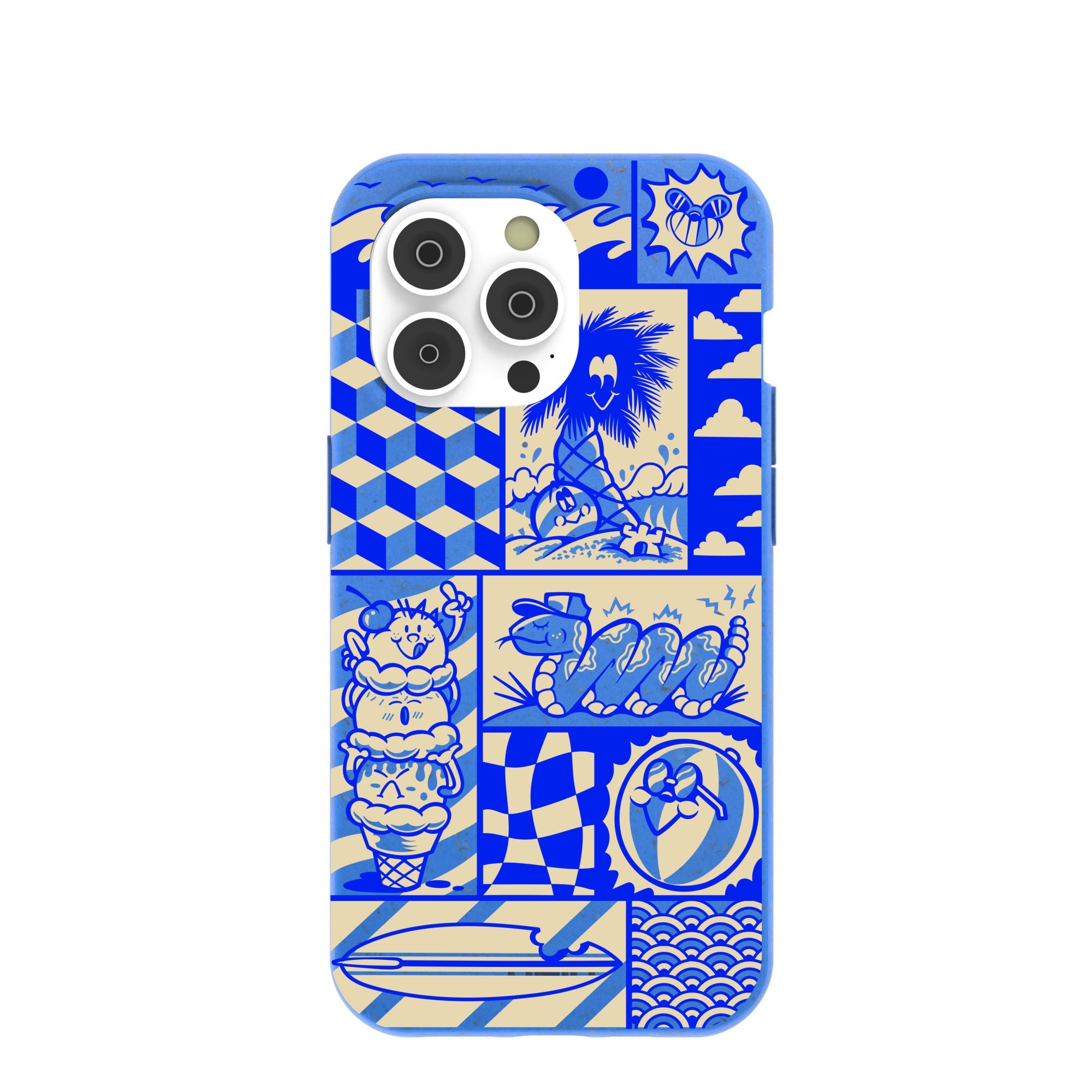 Electric Blue Summer Blues iPhone 14 Pro Case Refurbished - Pela Case refurbished available on Cerqular