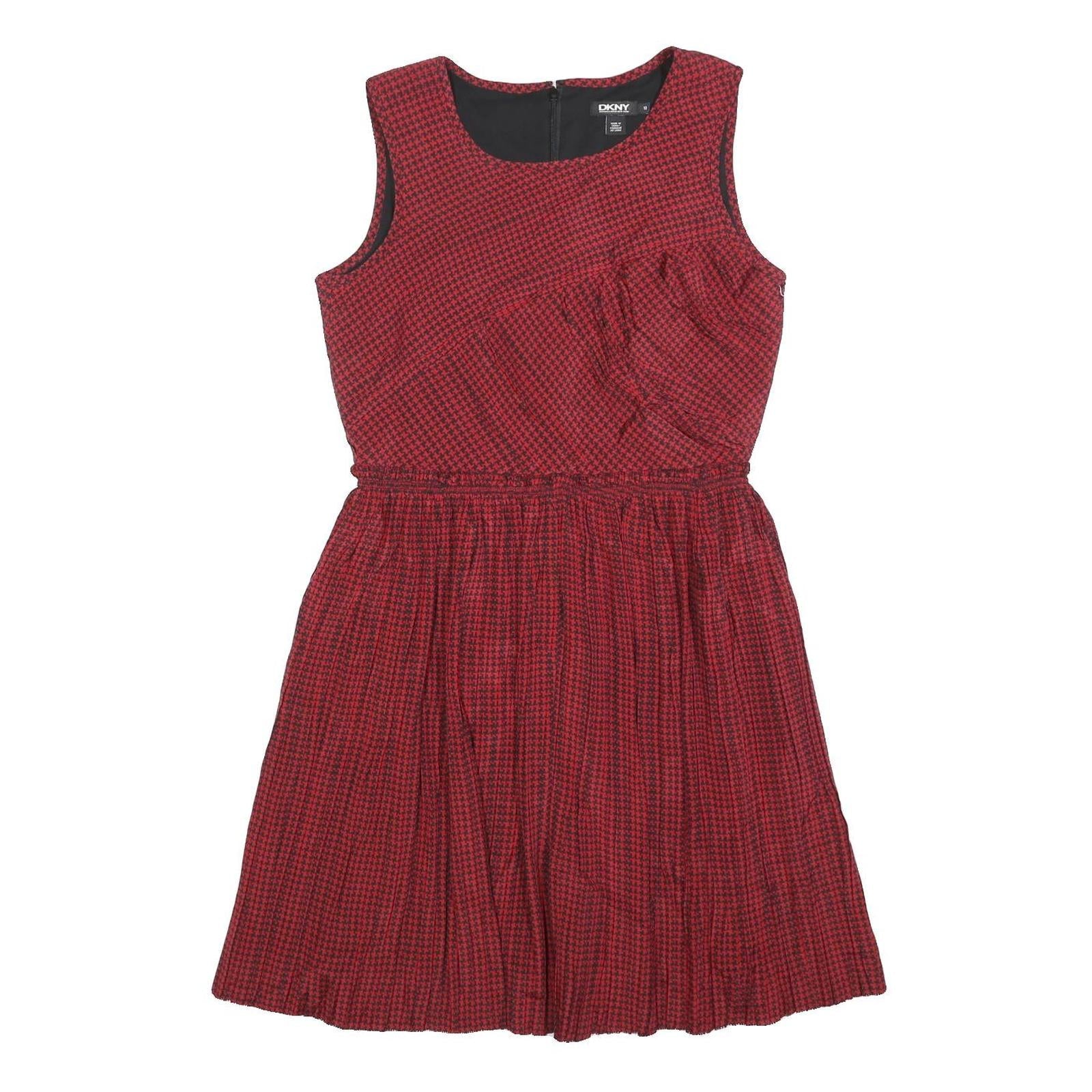 DKNY Womens Red & Black Sleeveless Fit & Flare Polyester Blend Mini Dress M Refurbished - N/A refurbished available on Cerqular