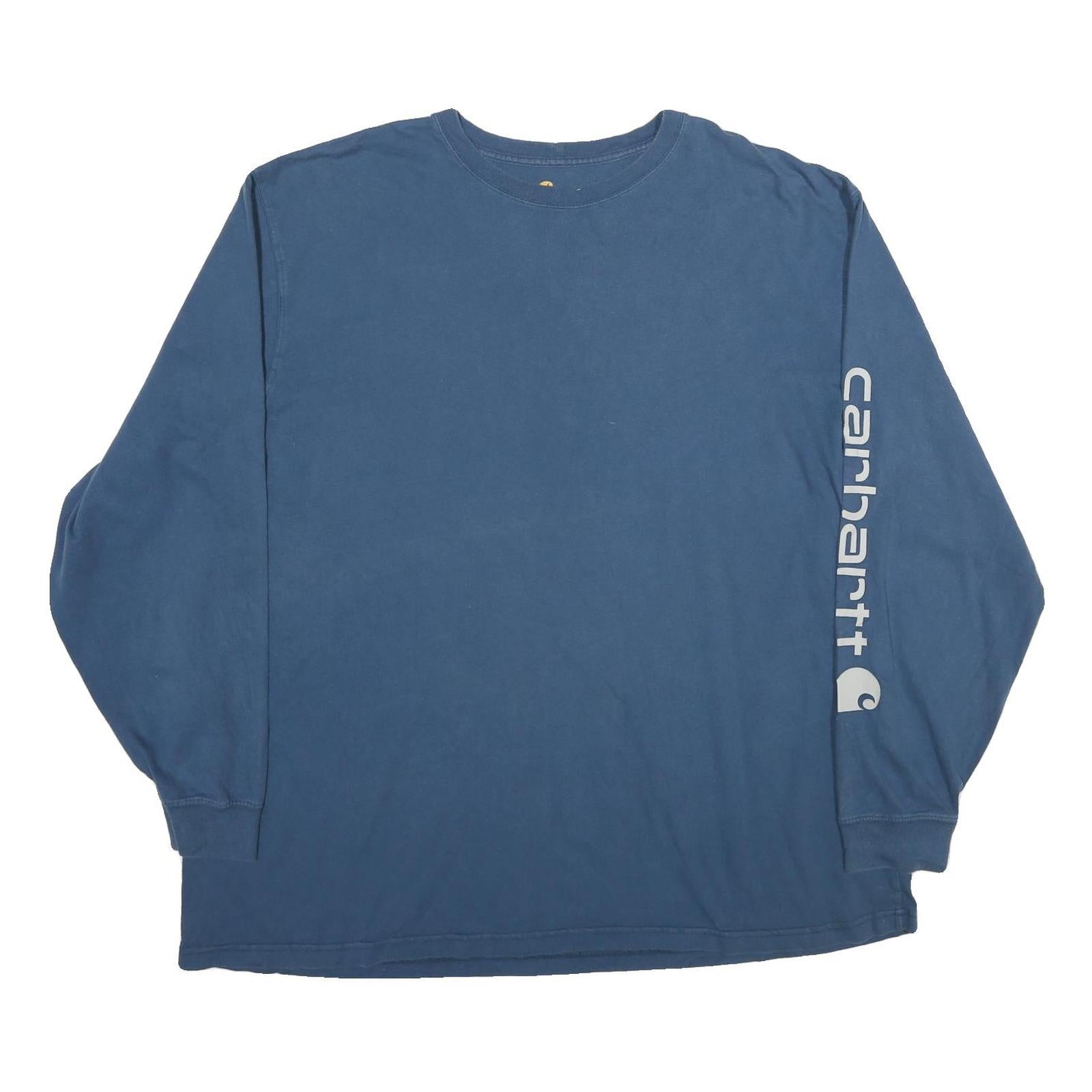 CARHARTT Mens Blue Long Sleeve Crew Neck Cotton T-Shirt 2XL Logo Print Refurbished - N/A refurbished available on Cerqular